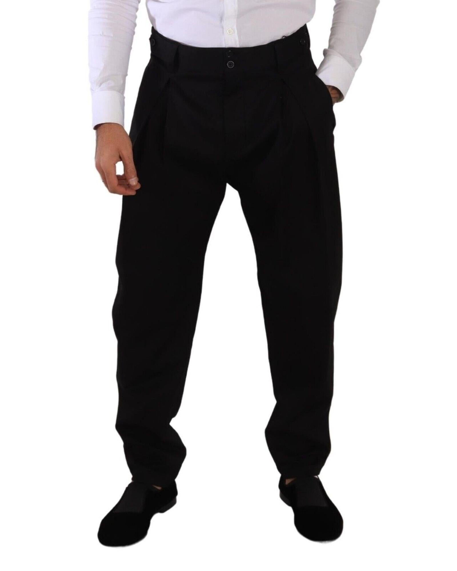 Dolce & Gabbana  Black Wool Trousers - Slim Fit