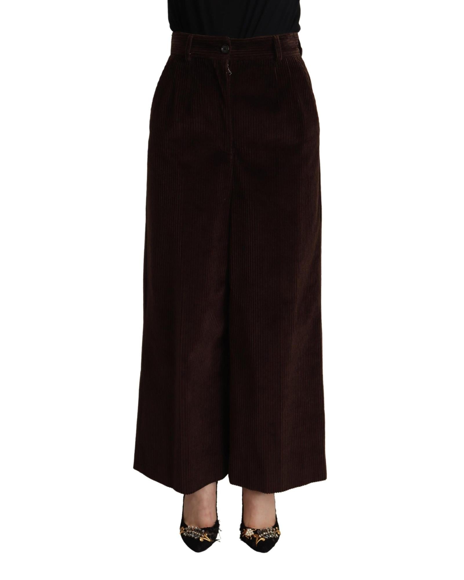 Dolce & Gabbana  Women's Brown Corduroy Wide Leg Trousers