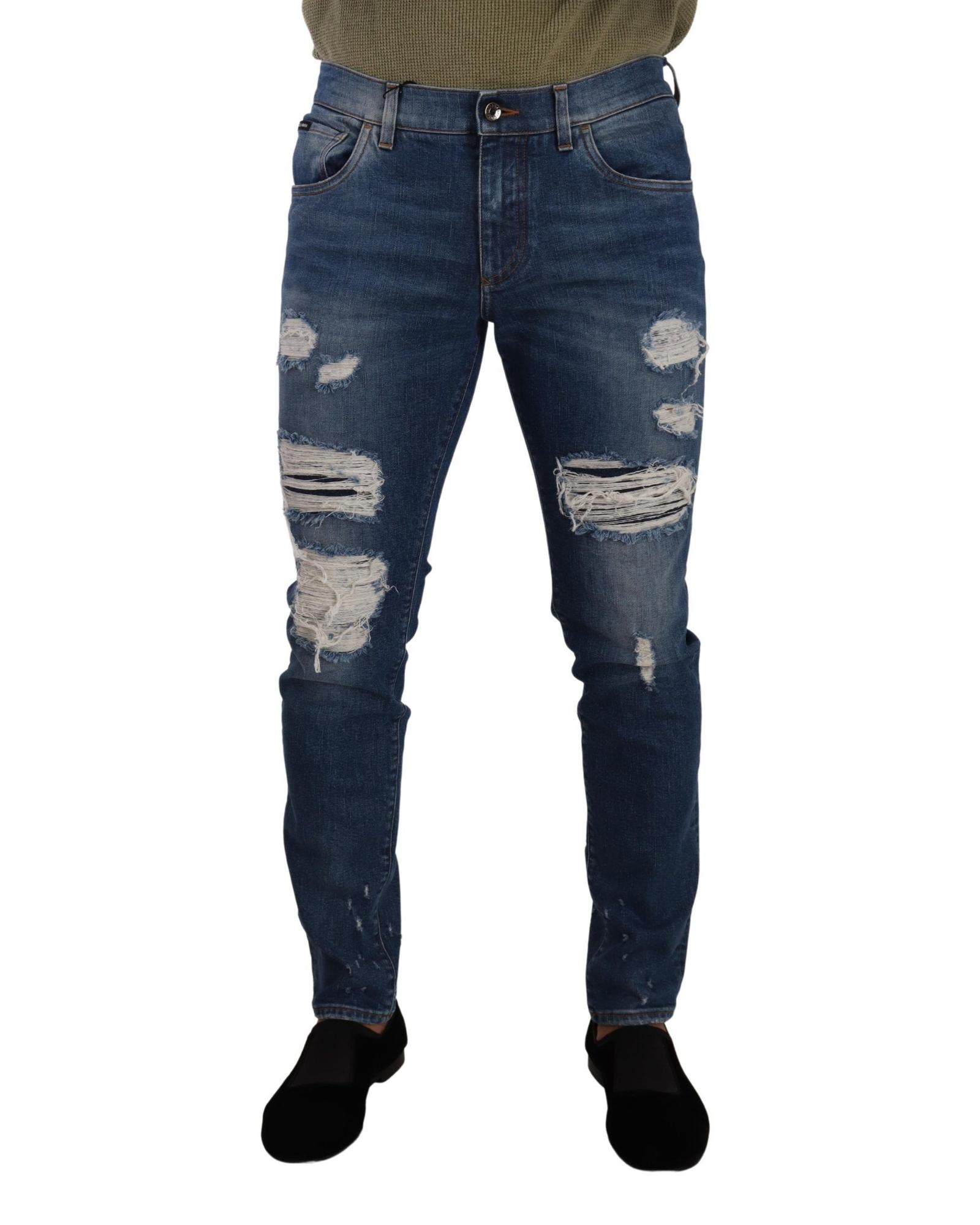 Dolce & Gabbana  Men's Ripped & Repaired Straight Leg Jeans