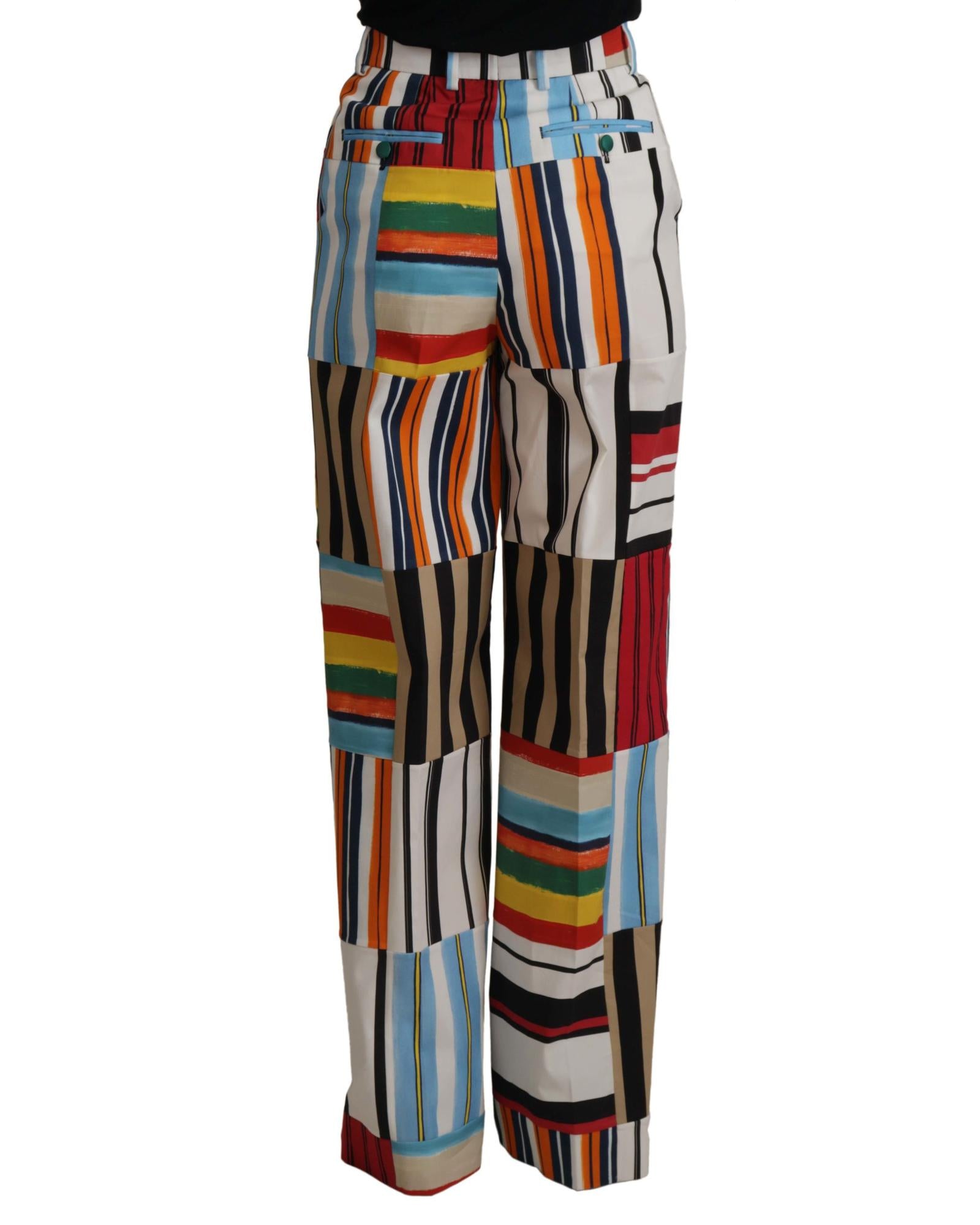 Dolce & Gabbana Striped High Waist Cotton Pants19