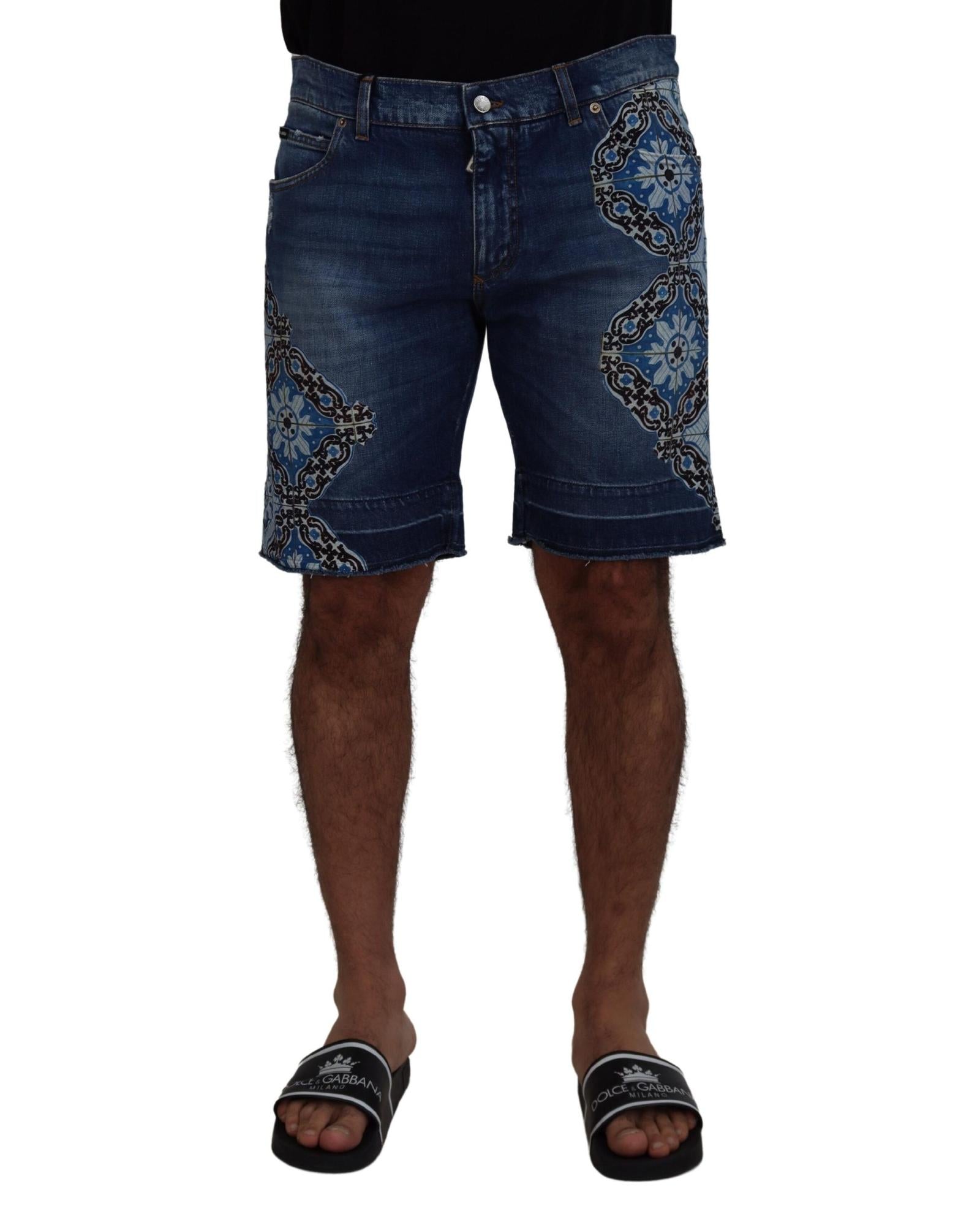 Dolce & Gabbana  Men's Sicilian Majolica Print Denim Shorts