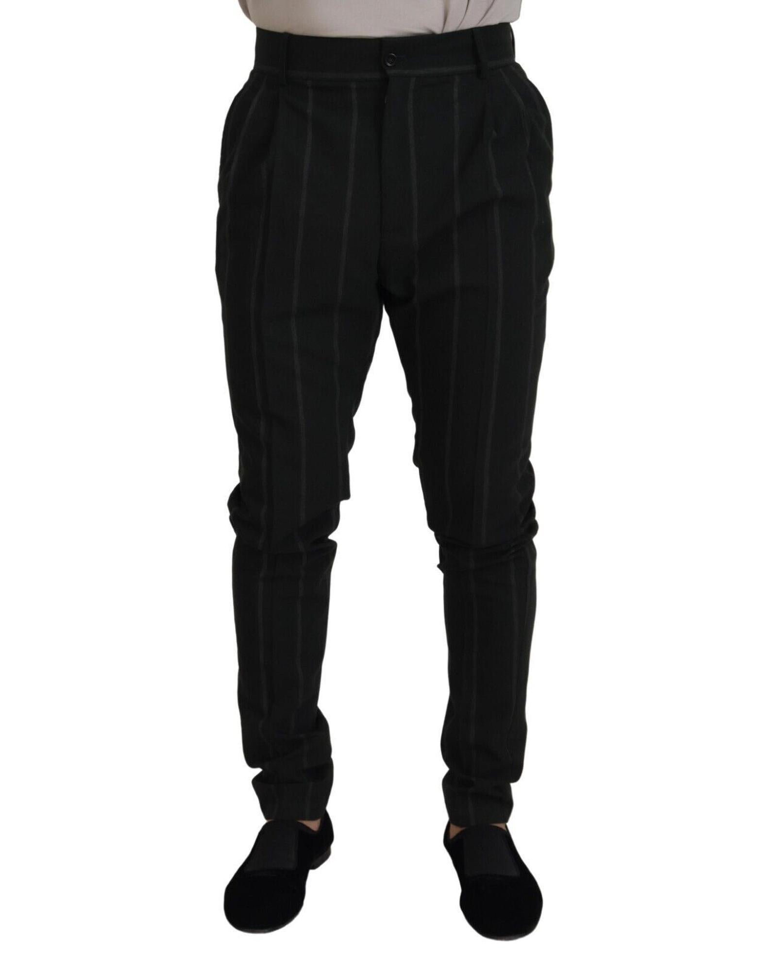 Dolce & Gabbana  Black Striped Slim Fit Trousers