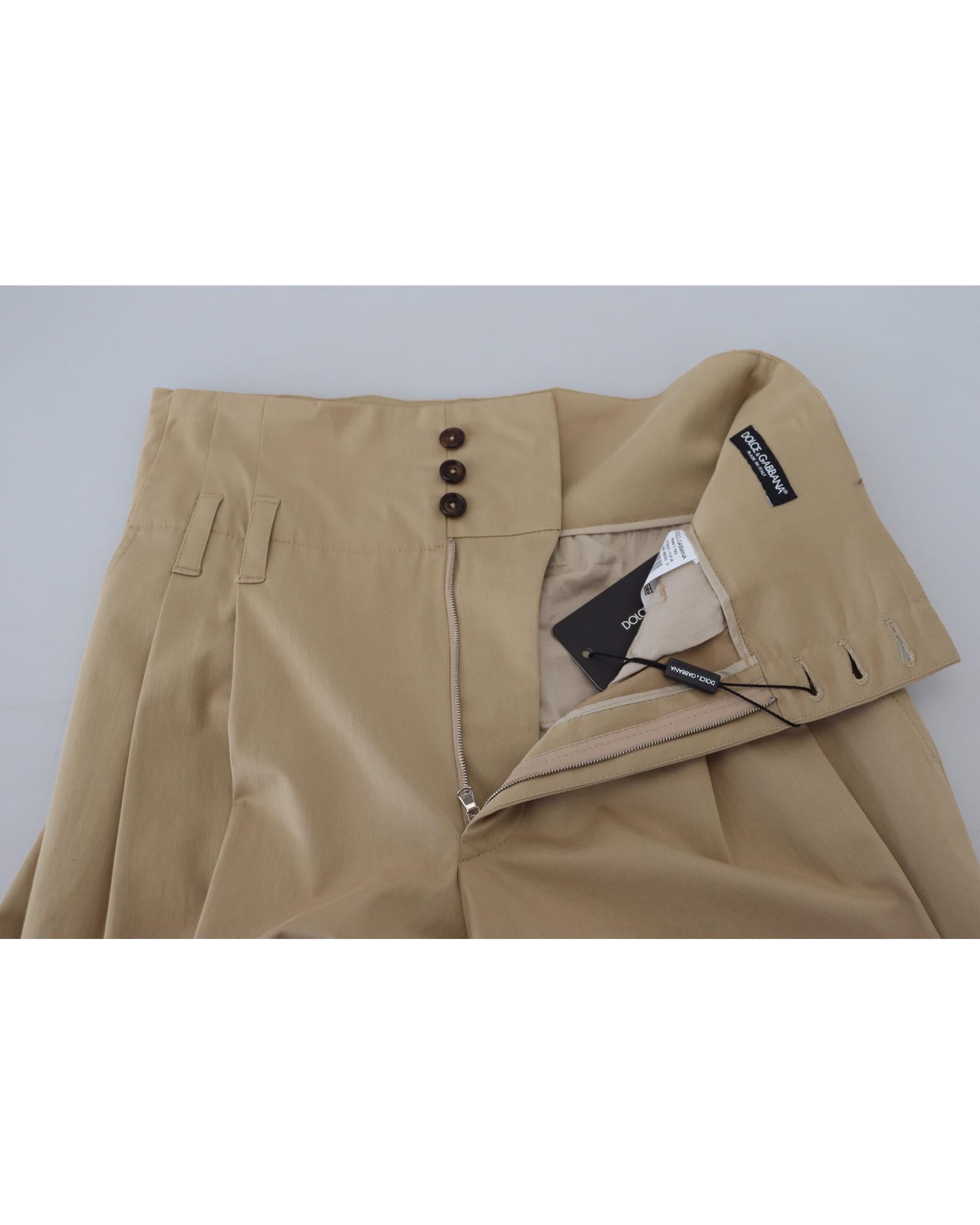 Dolce & Gabbana  High Waist Pleated Wide Leg Trousers - Beige