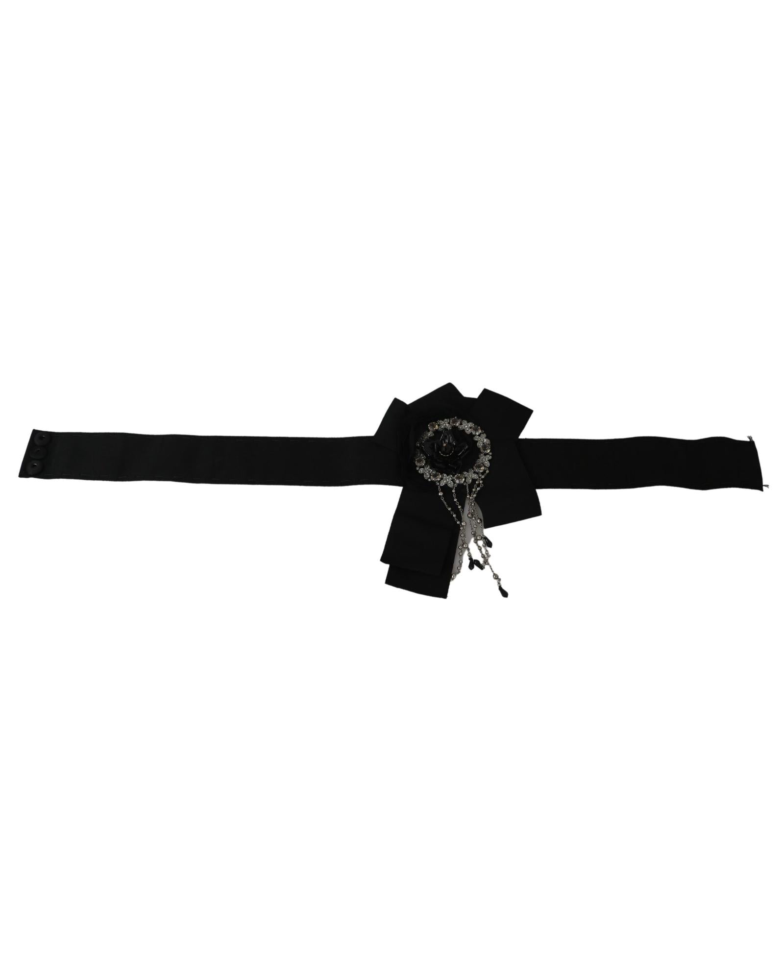 Dolce & Gabbana  Black Flower Belt for Women38