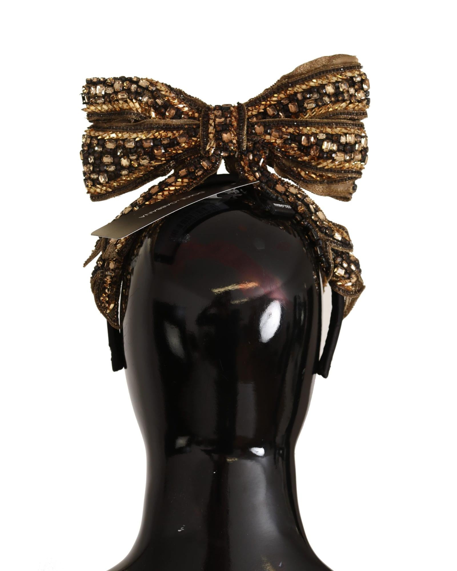 Dolce & Gabbana  Gold Embellished Bow Hairband