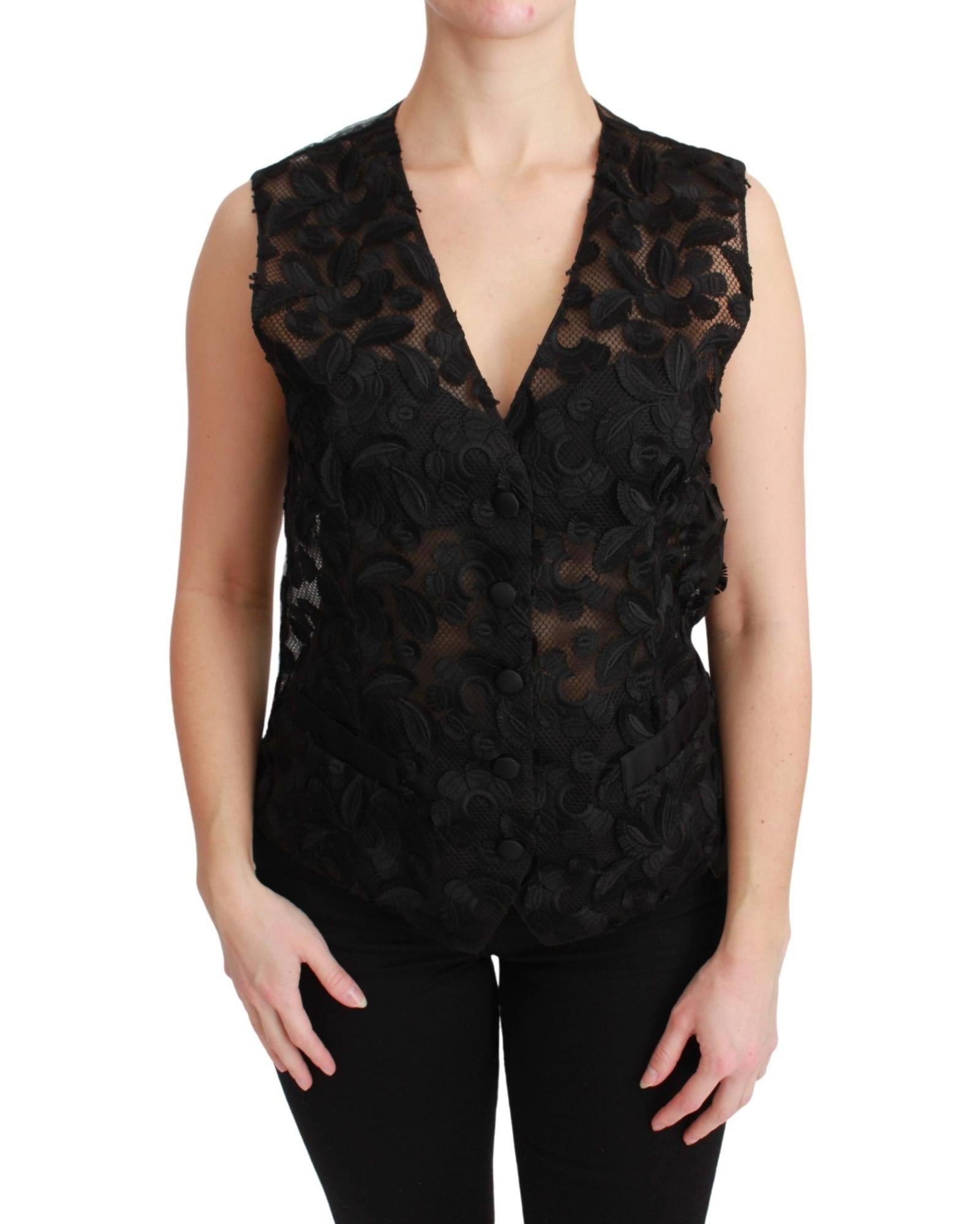 Dolce & Gabbana  Women's Black Floral Lace Vest