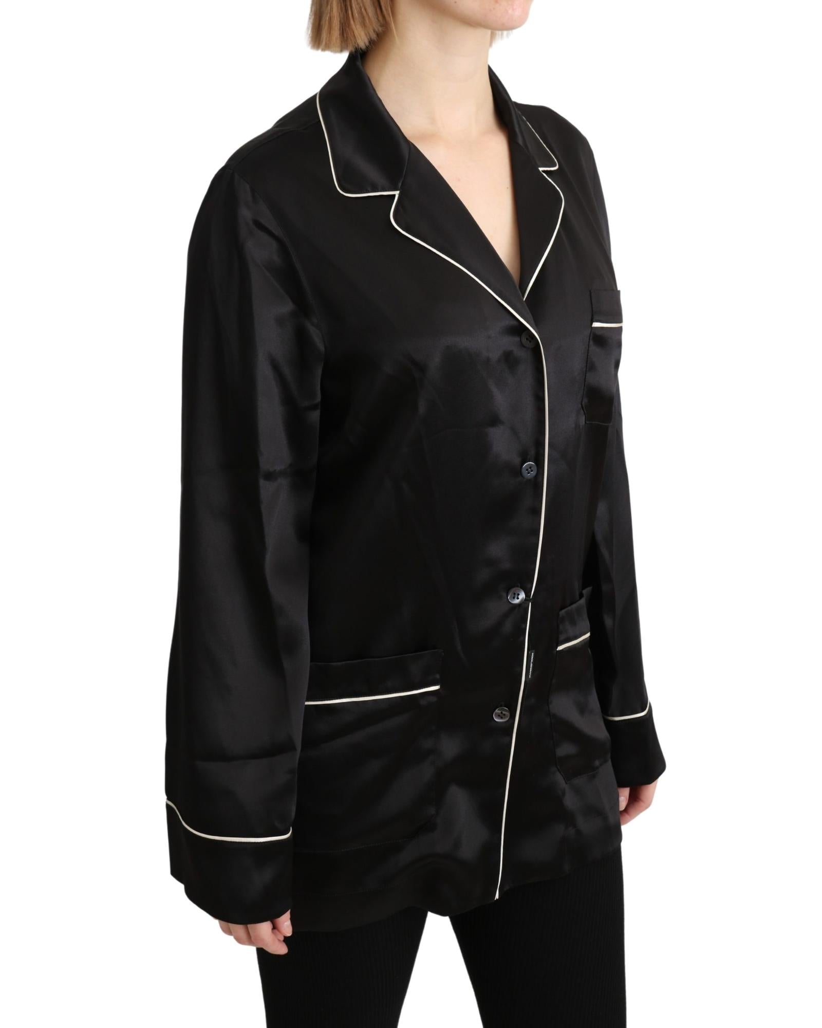 Dolce & Gabbana  Black Silk Pajama Shirt