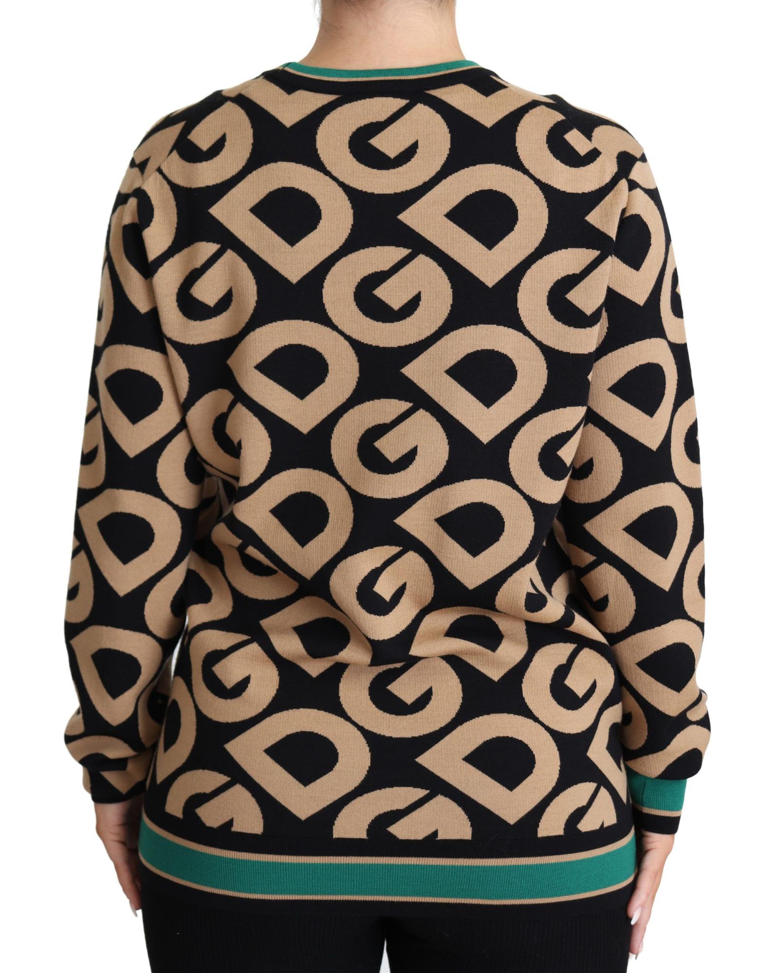 Dolce & Gabbana  Women's DG Logo Sweater BlackBeigeGreen