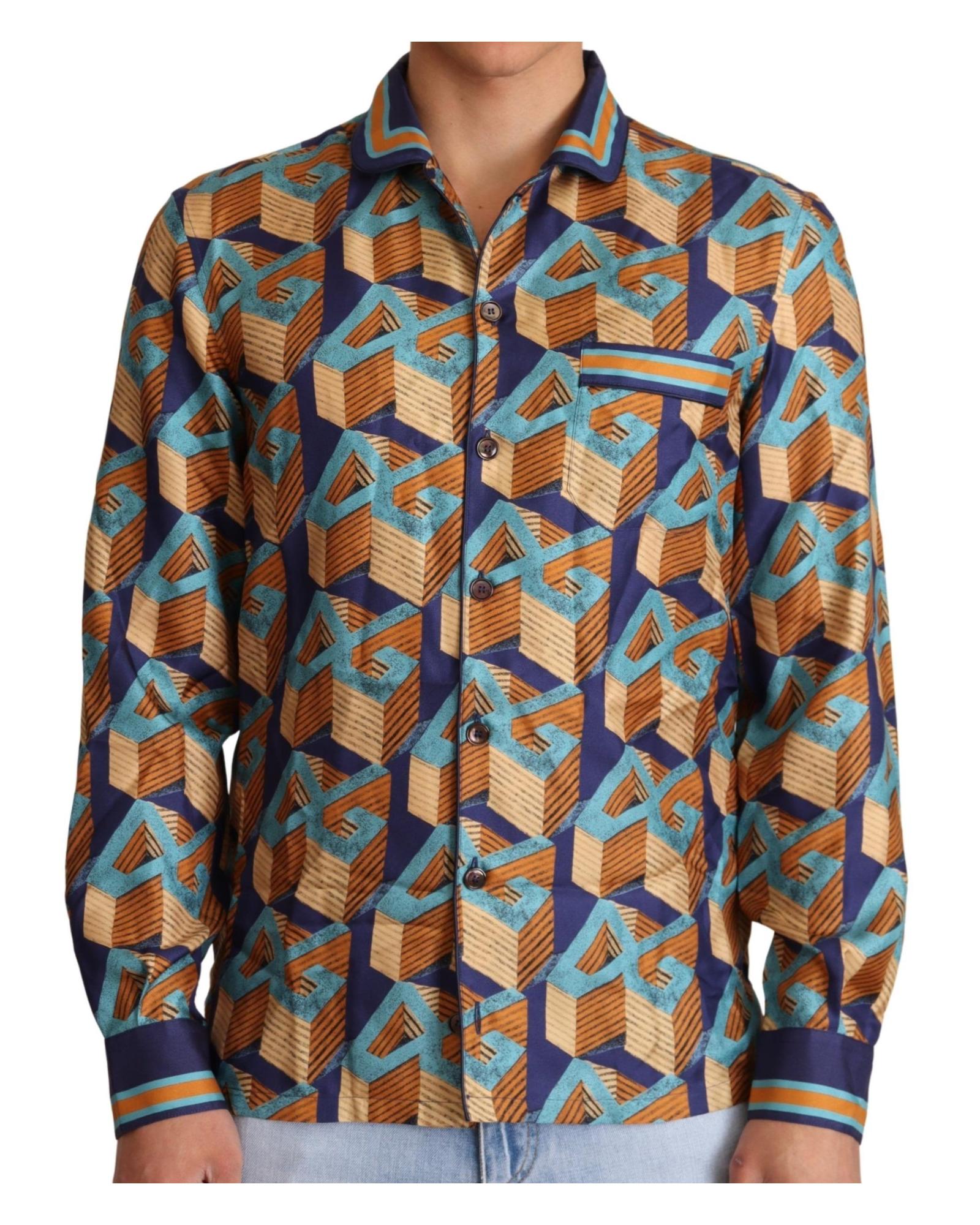 Dolce & Gabbana  Geometric Print Silk Shirt for Men