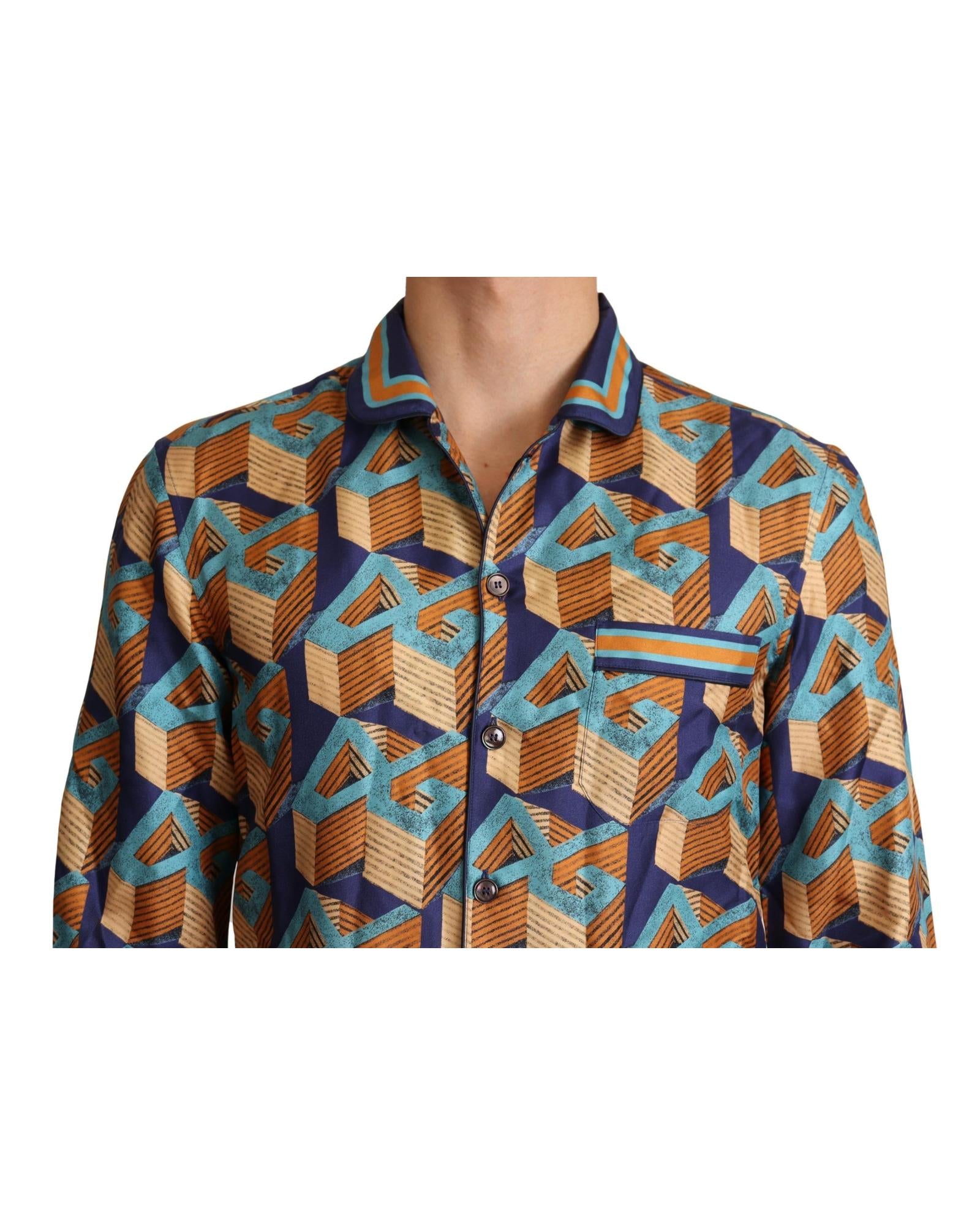 Dolce & Gabbana  Geometric Print Silk Shirt for Men