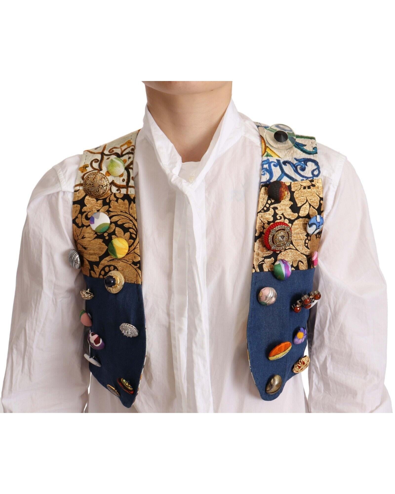 Dolce & Gabbana  Multicolor Silk Vest with Buttons