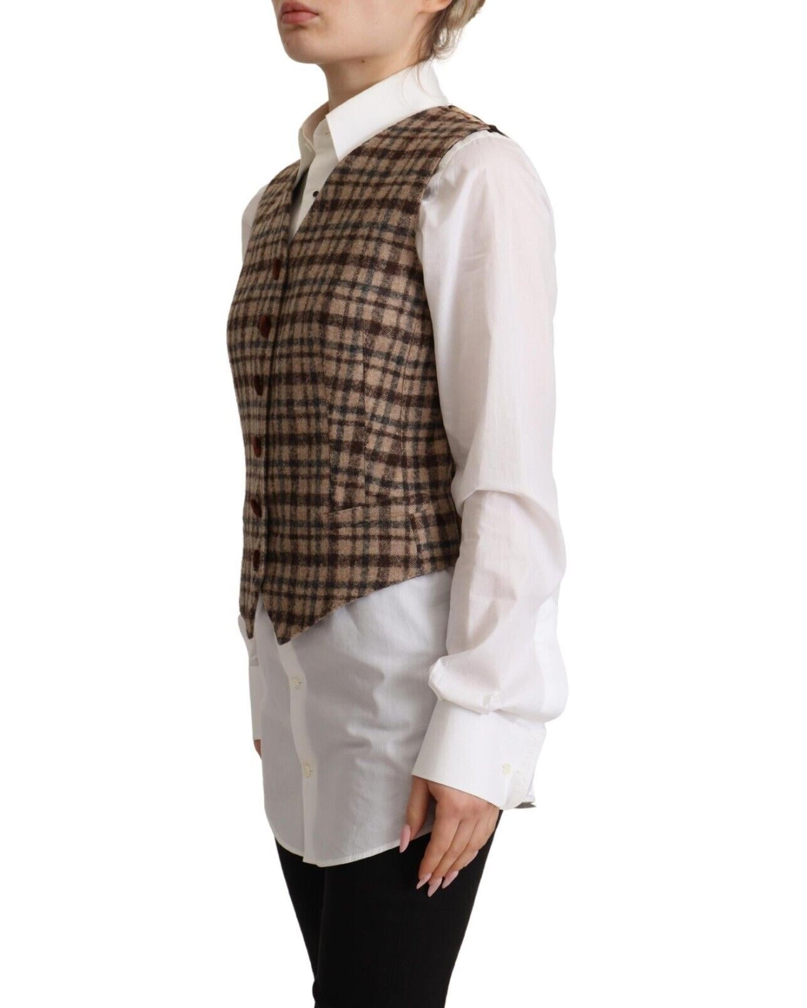 Dolce & Gabbana  Brown Plaid Wool Vest