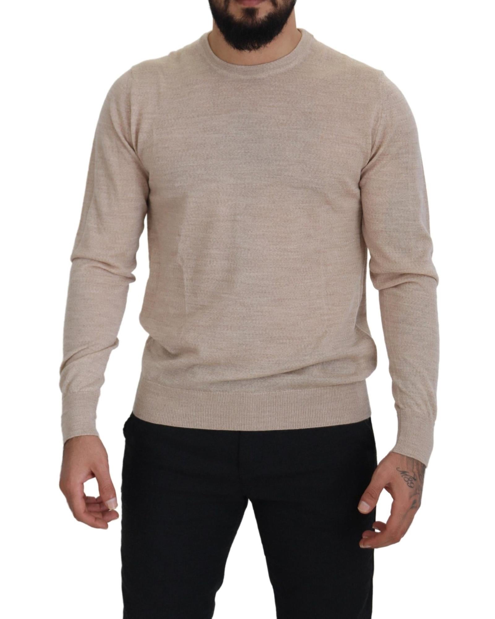 Dolce & Gabbana  Men's Beige Cashmere Crew Neck Sweater