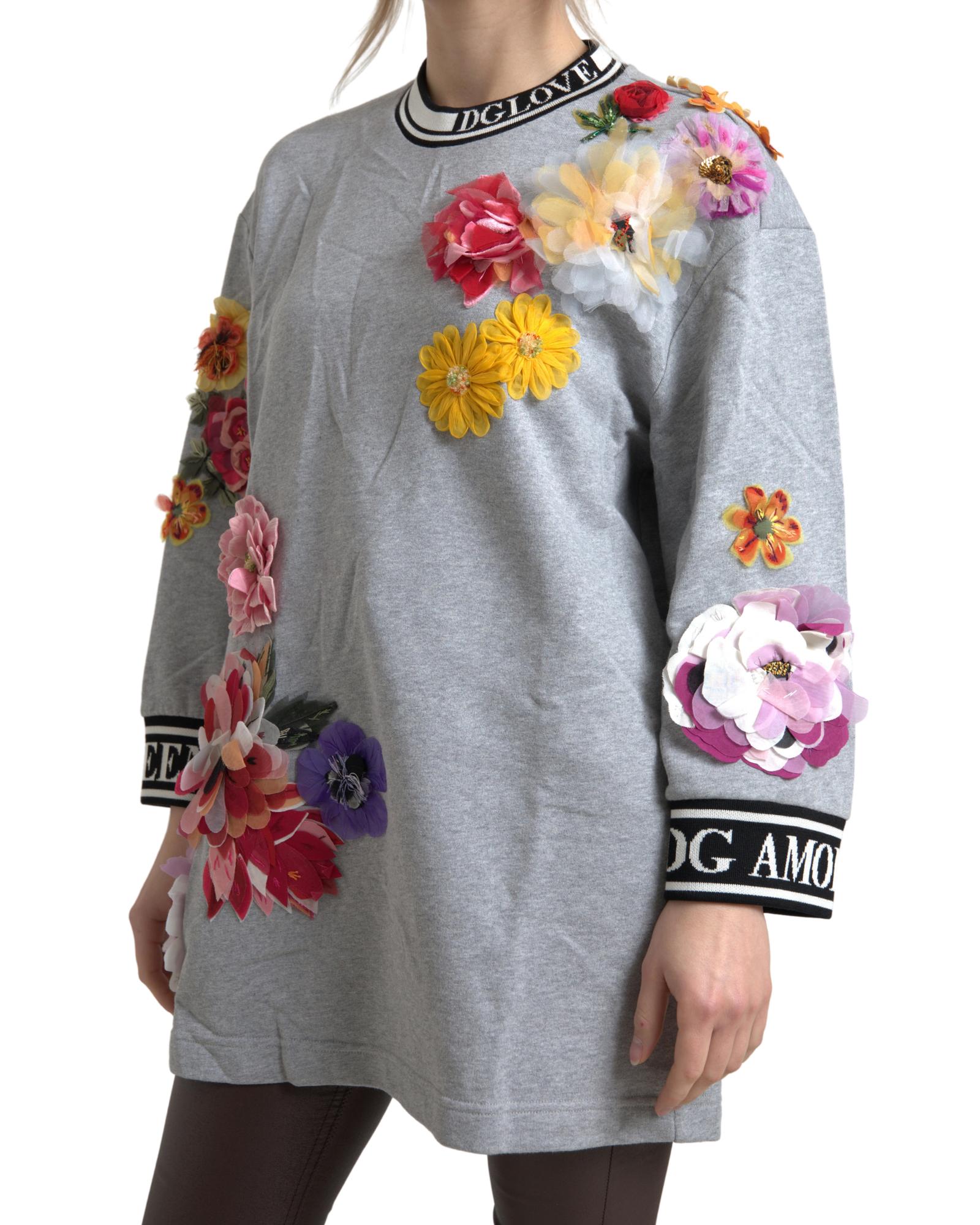 Dolce & Gabbana  Floral Applique Sweatshirt - Gray