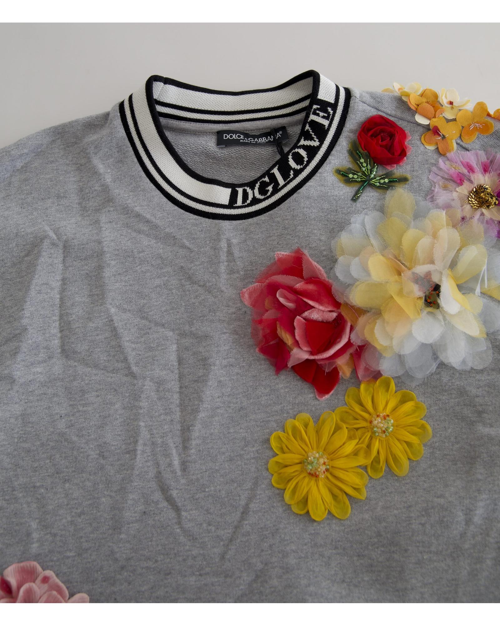 Dolce & Gabbana  Floral Applique Sweatshirt - Gray