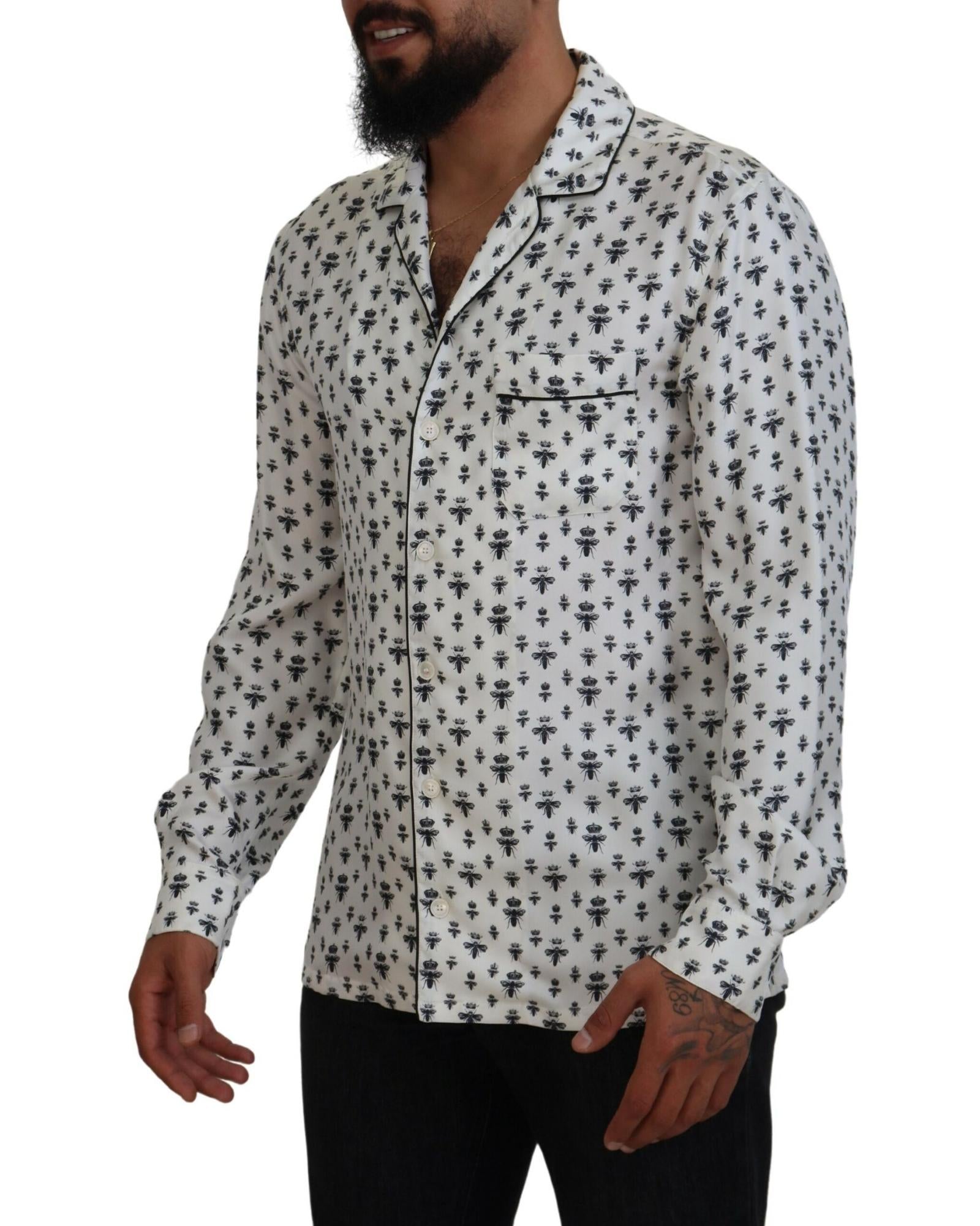 Dolce & Gabbana  Men's Bee Print Silk Shirt