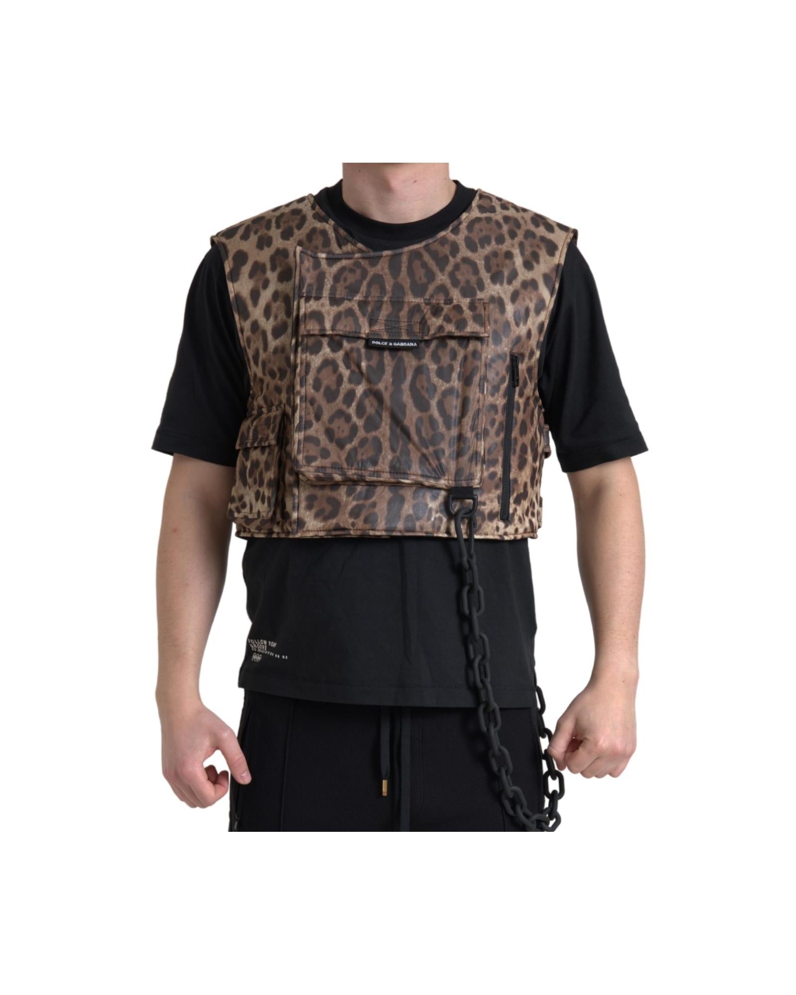 Dolce & Gabbana  Leopard Print Utility Vest for Men