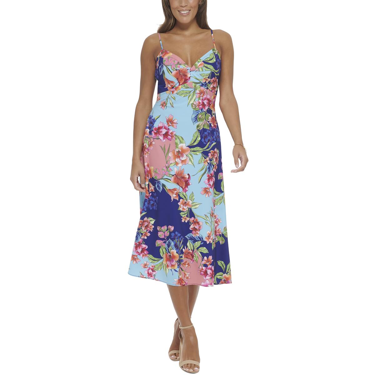 Womens Floral Sweetheart Midi Dress