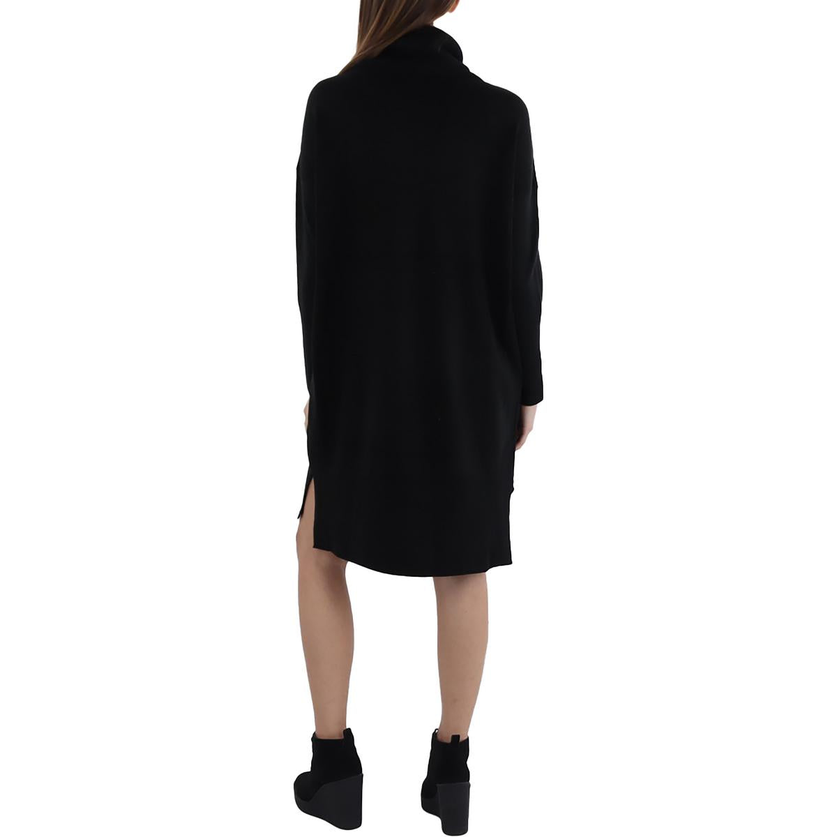 Womens Ribbed Trim Above Knee Sweaterdress