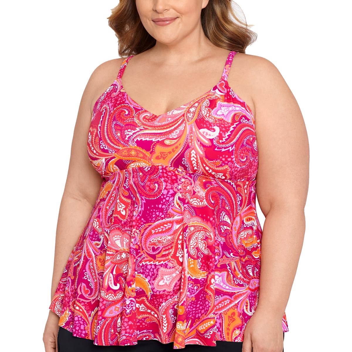 Womens Underwire Printed Tankini Swim Top