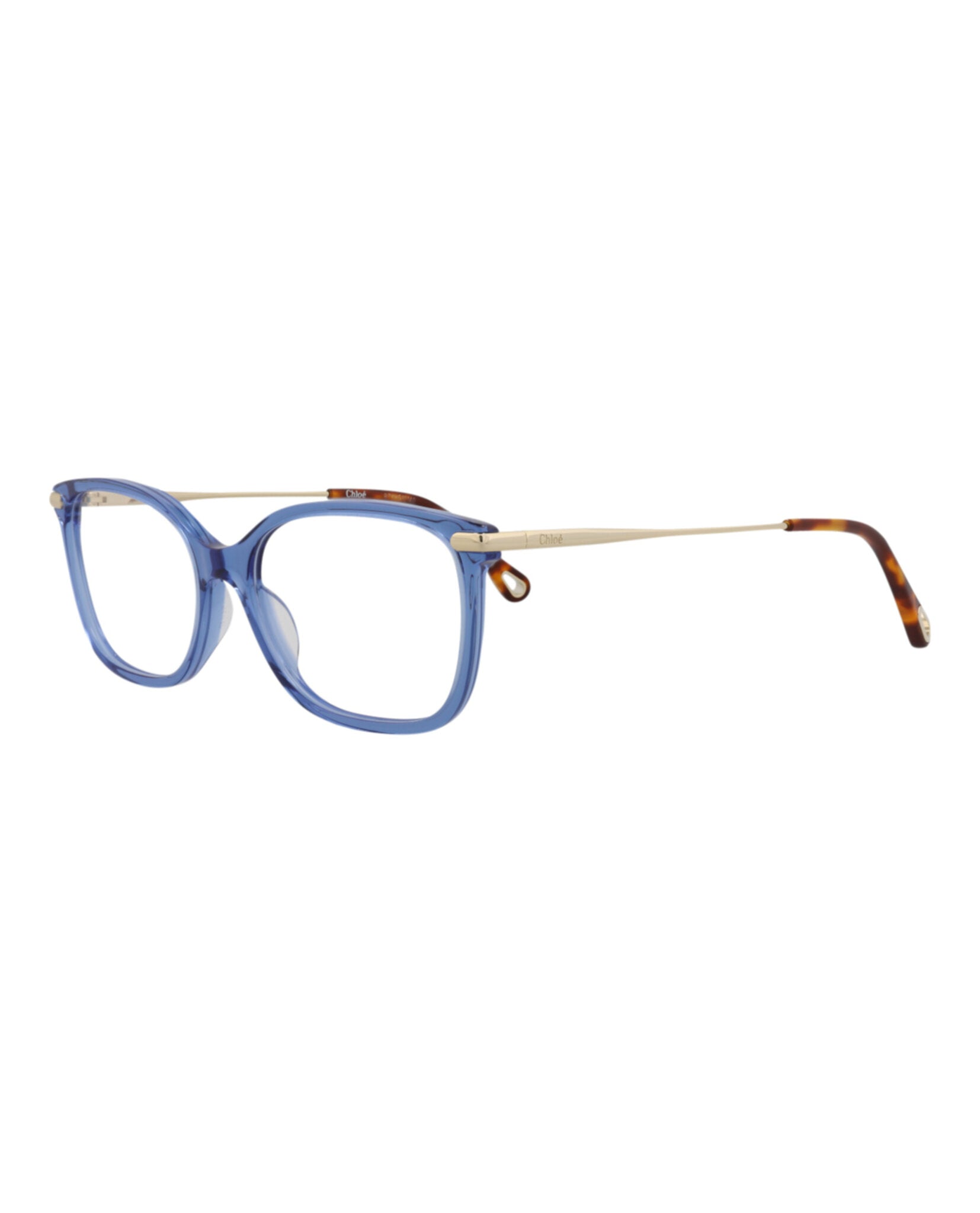 Chloé Womens Square/Rectangle Blue Gold Transparent Fashion Designer Eyewear