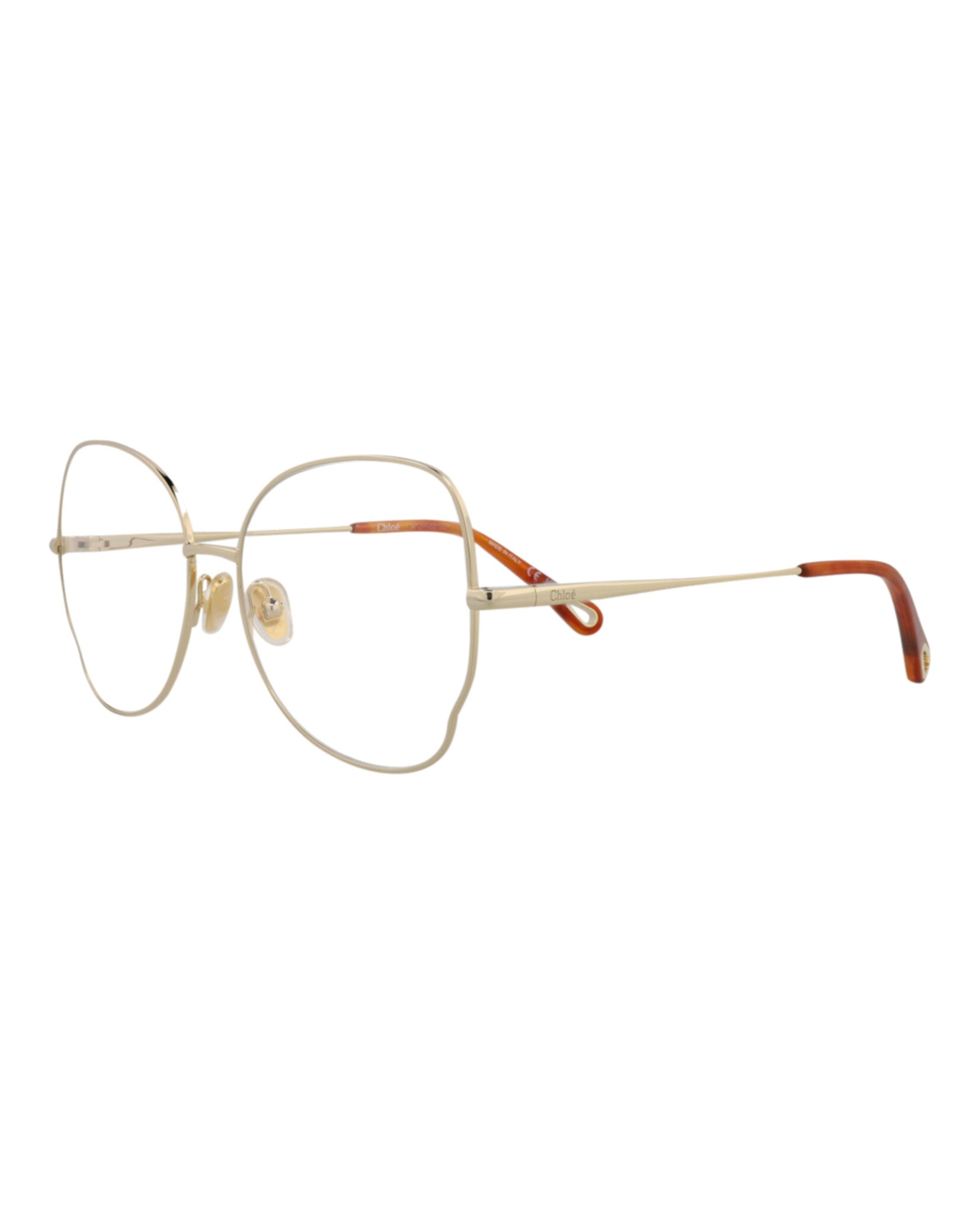 Chloé Womens Cat Eye Gold Gold Transparent Fashion Designer Eyewear