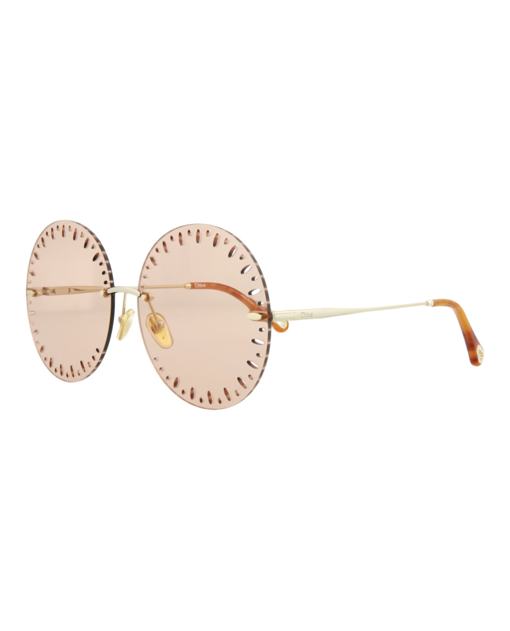 Chloé Womens Round/Oval Gold Gold Orange Fashion Designer Eyewear