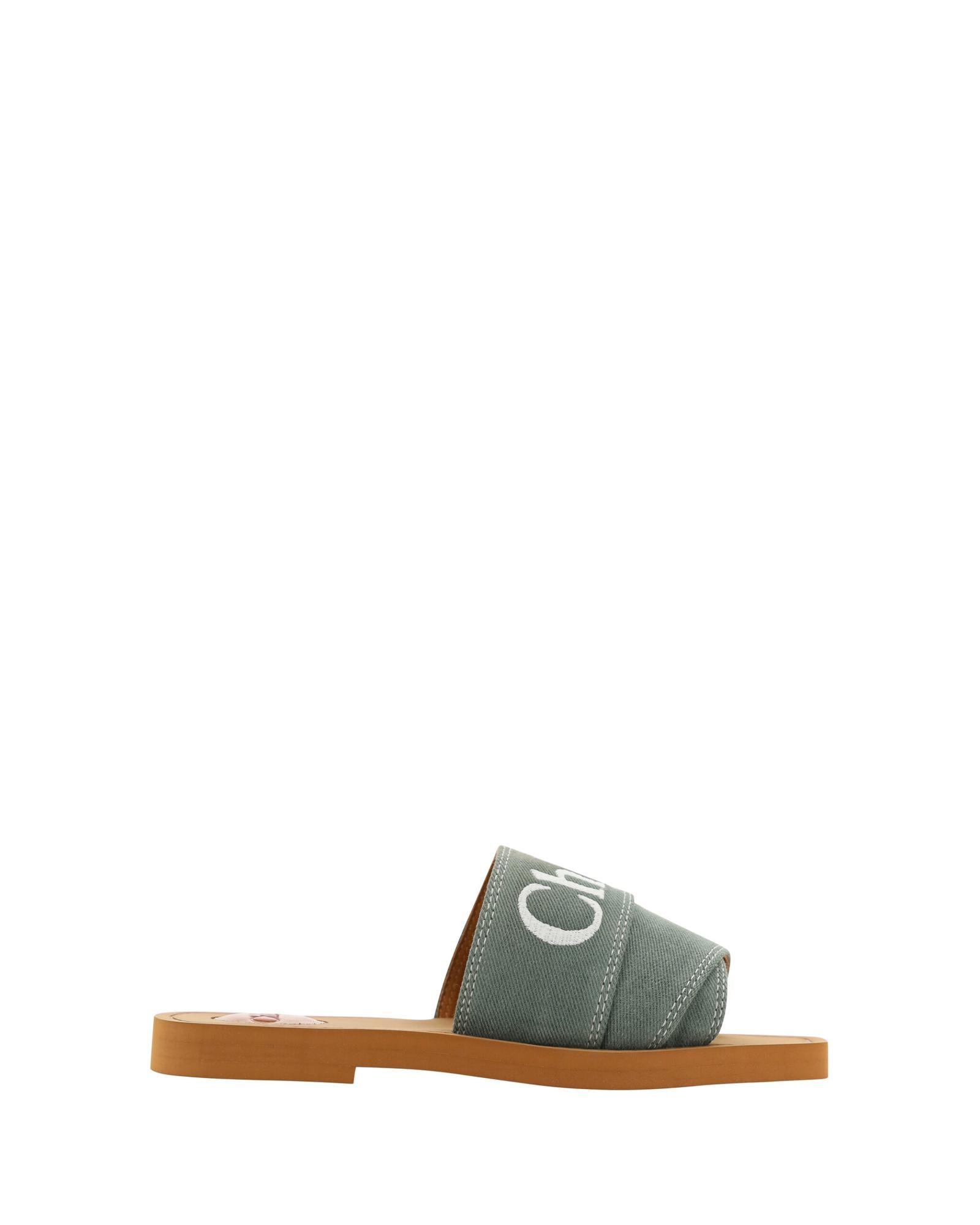 Chloe  Woody Canvas Slide Sandal Green