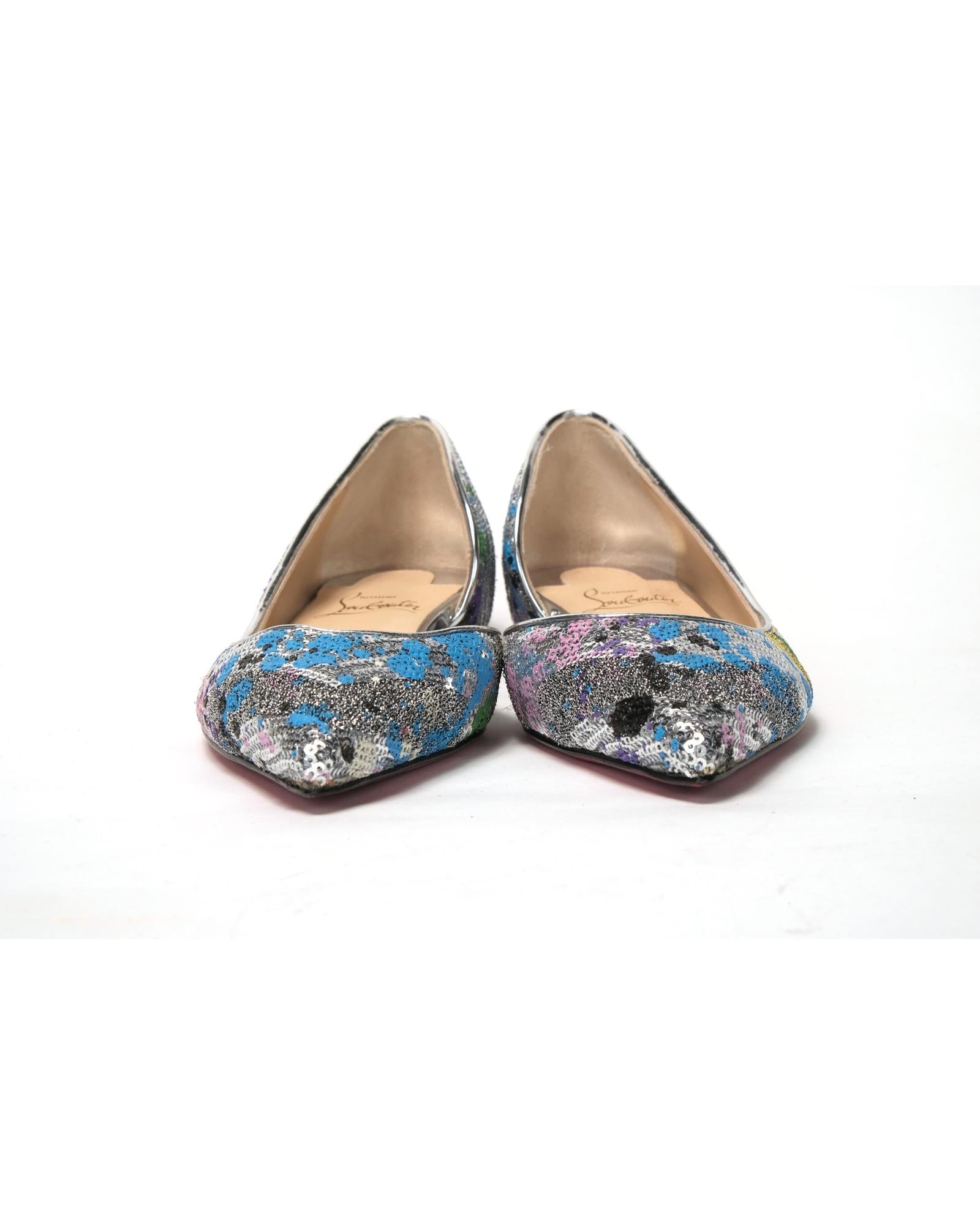 Christian Louboutin  Pigalle Follies Multicolor Sequined Ballerina Flats