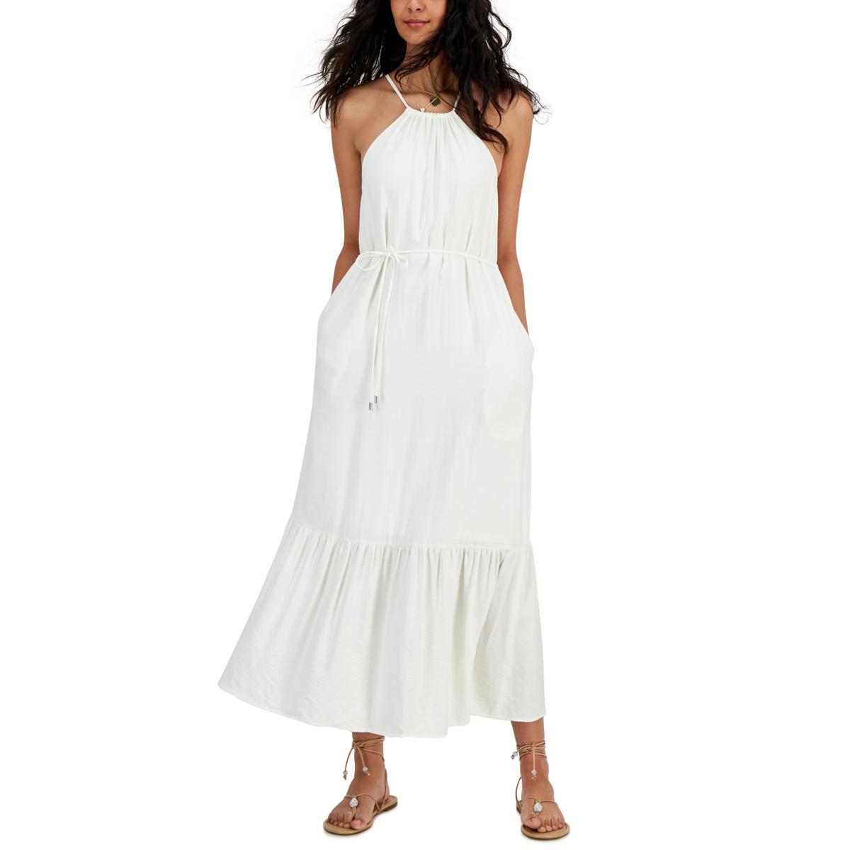 Womens Tie Halter Maxi Dress