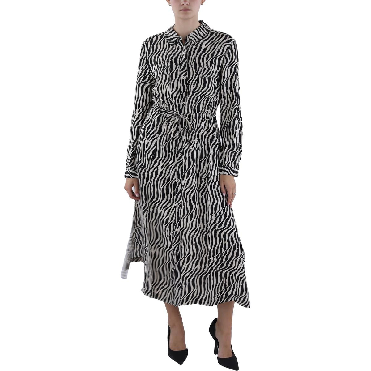 Womens Tea Length Animal Print Shirtdress