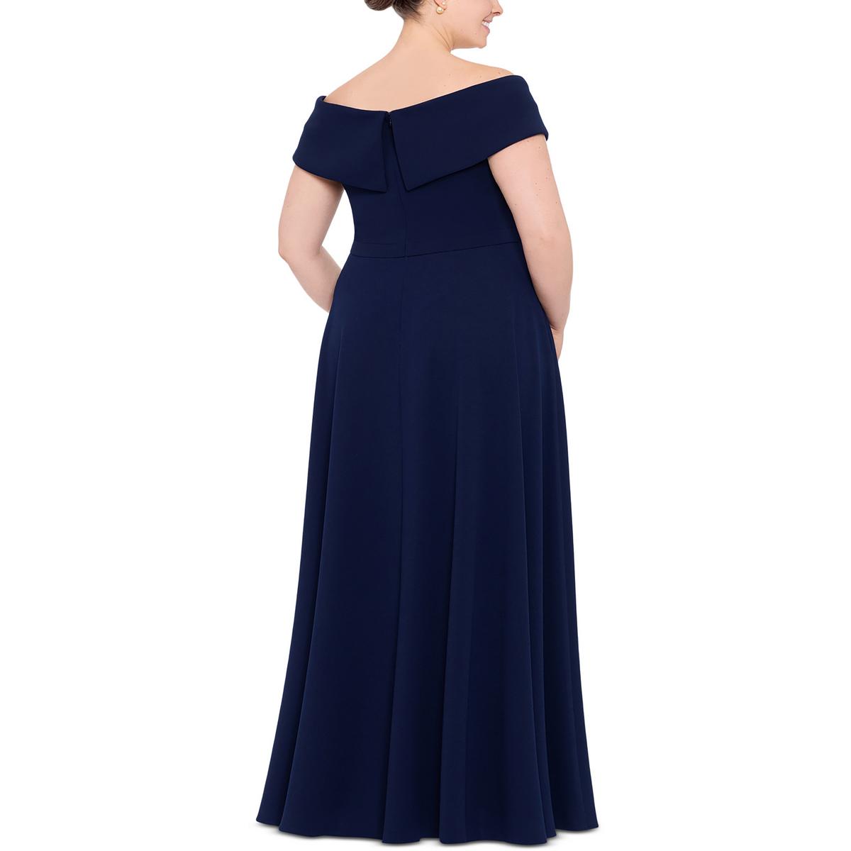 Plus Womens Crepe Sweetheart Neck Evening Dress