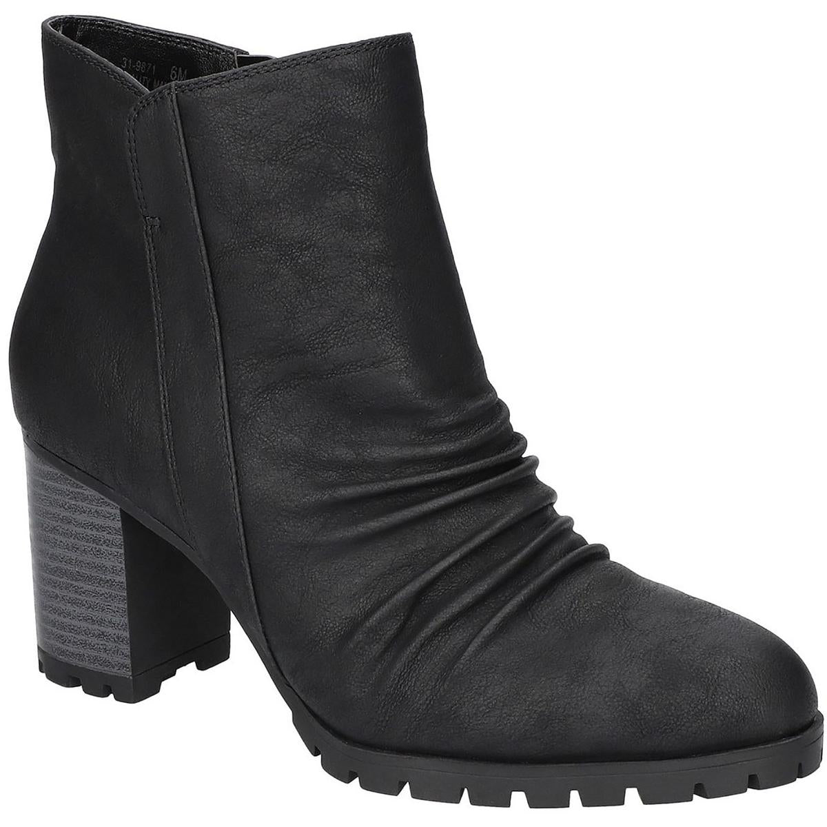 Carrow Womens Ruched Almond Toe Ankle Boots