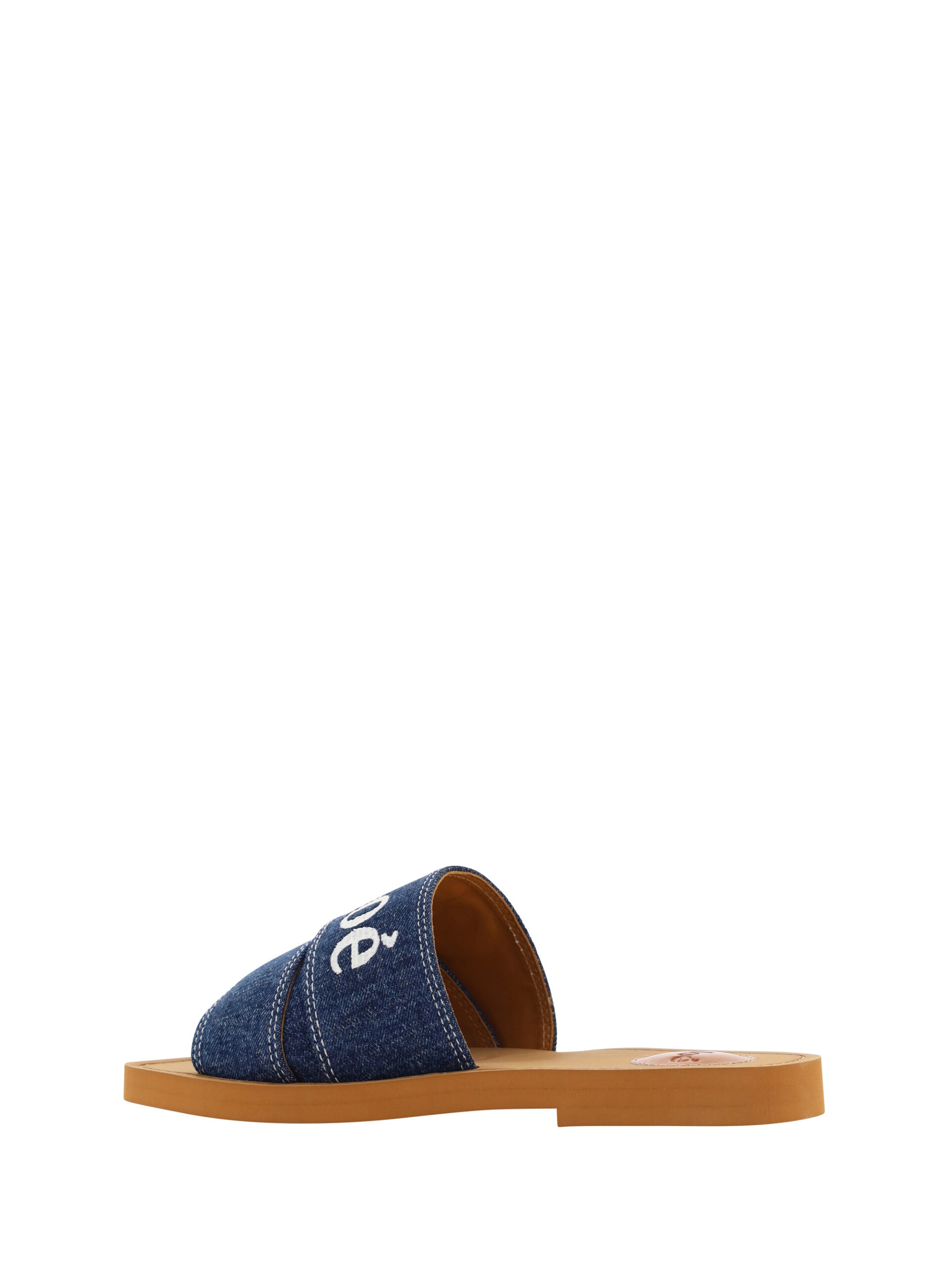 Chloé Sumptuous Cotton Woody Slide Sandals in Denim Women's Blue