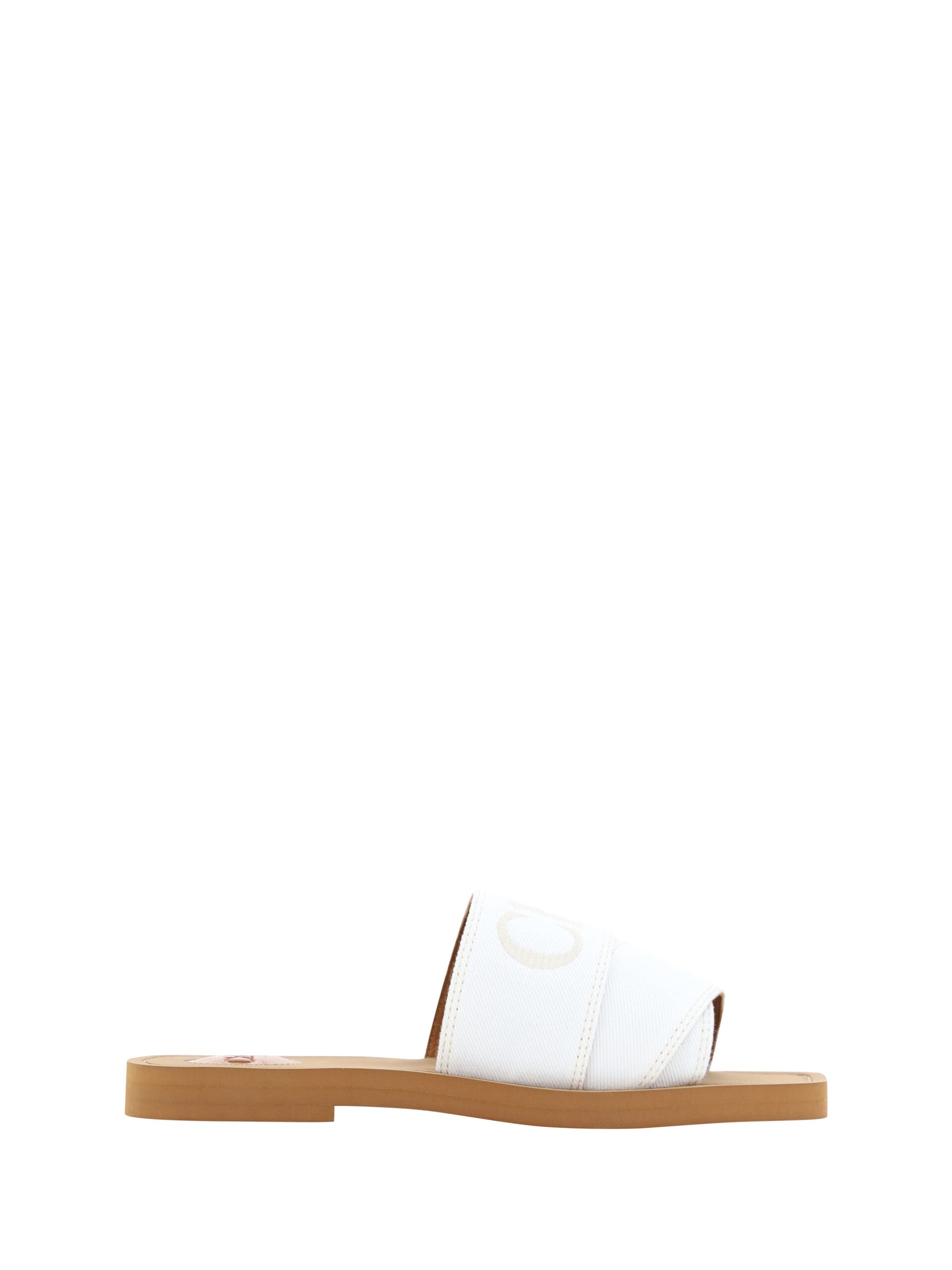 Chloé Elegant White Cotton Slide Women's Sandals