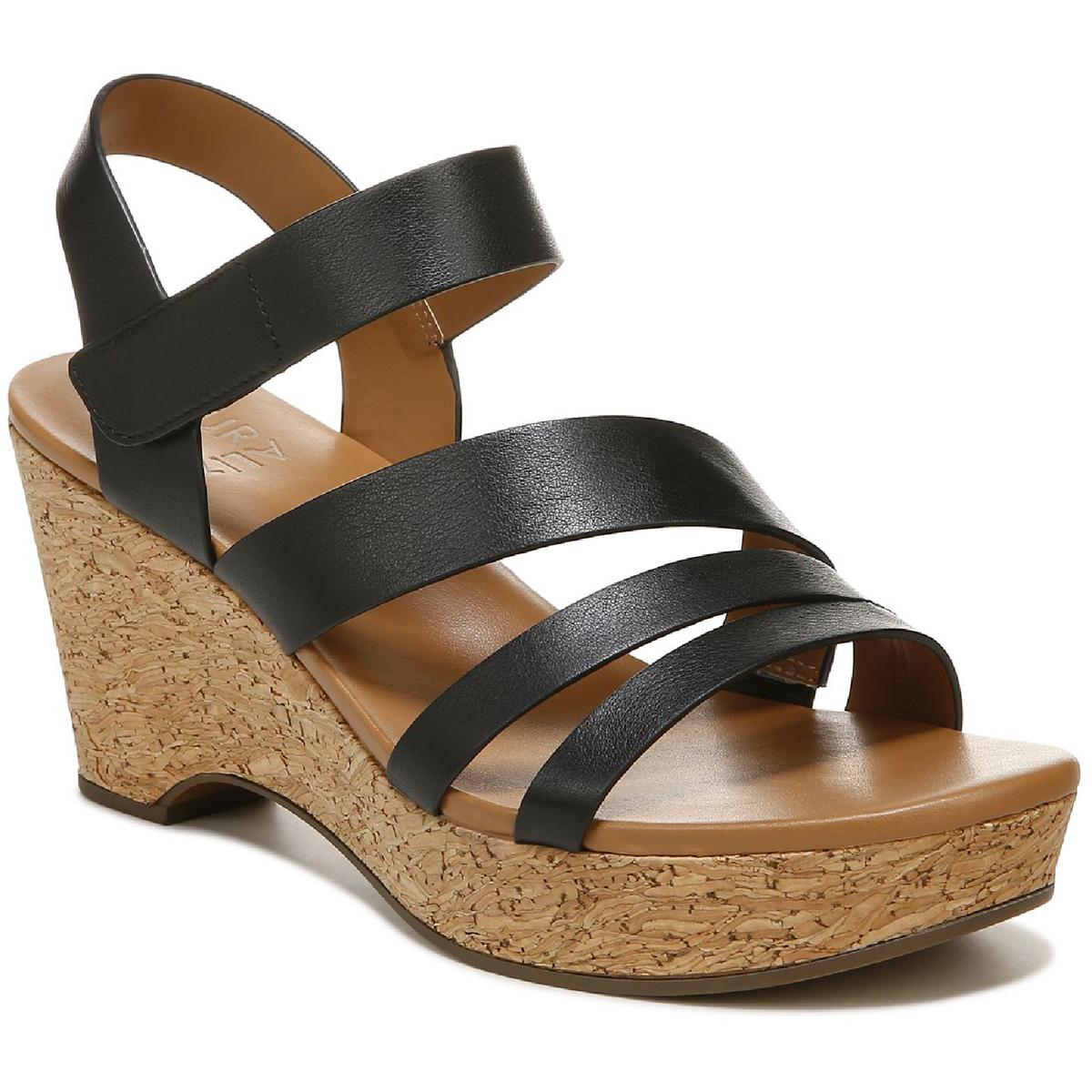 Cynthia Womens Leather Platform Wedge Sandals