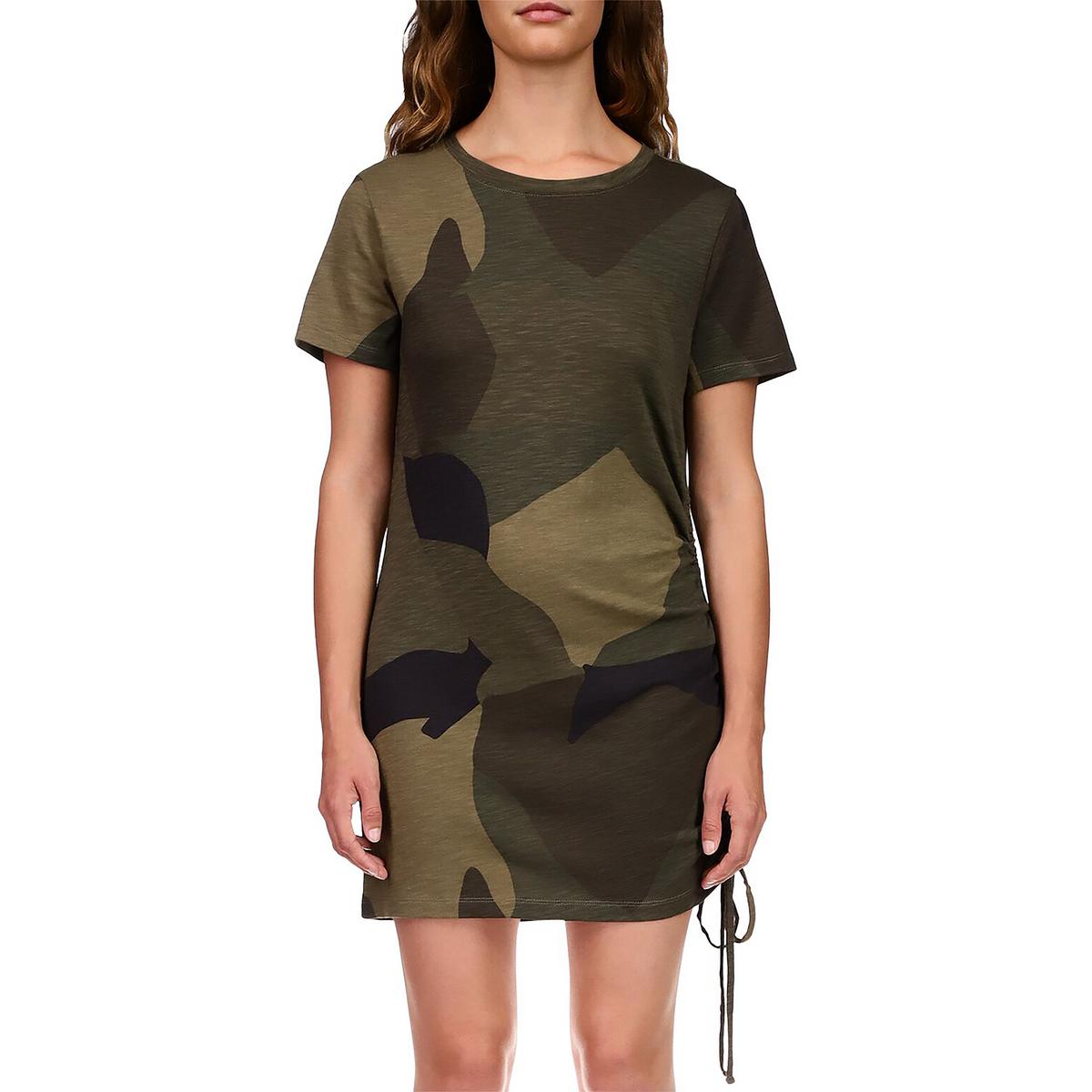 Womens Drawstring Camouflage T-Shirt Dress