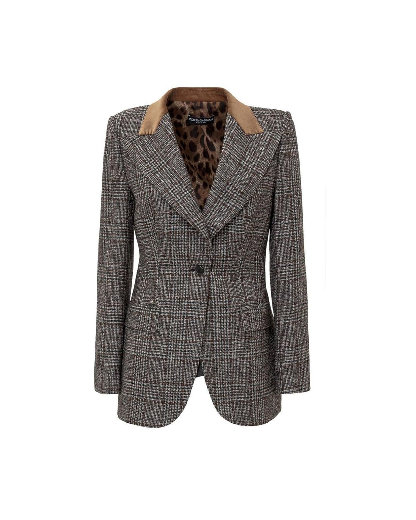 Dolce & Gabbana  Women's Tweed Blazer with Velvet Collar