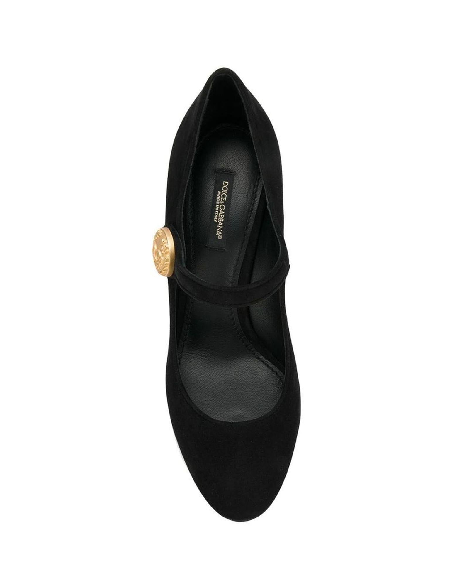 Dolce & Gabbana  Black Suede Mary Jane Pumps