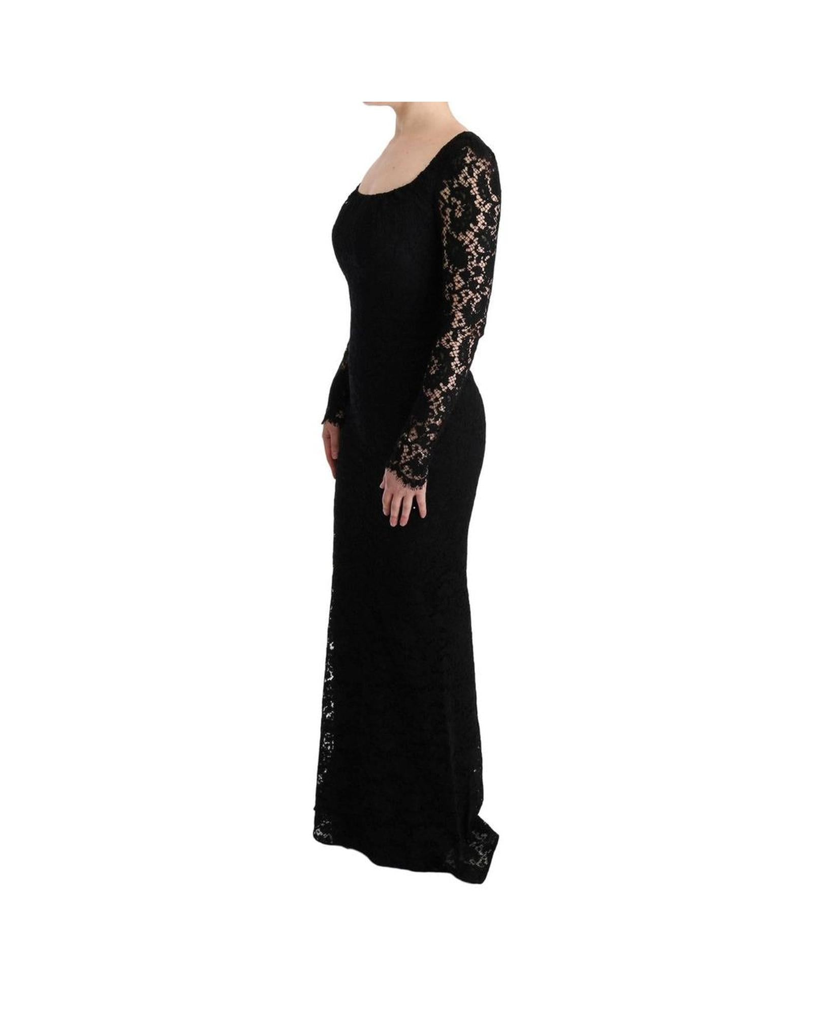 Dolce & Gabbana  Black Lace Long Sleeve Dress