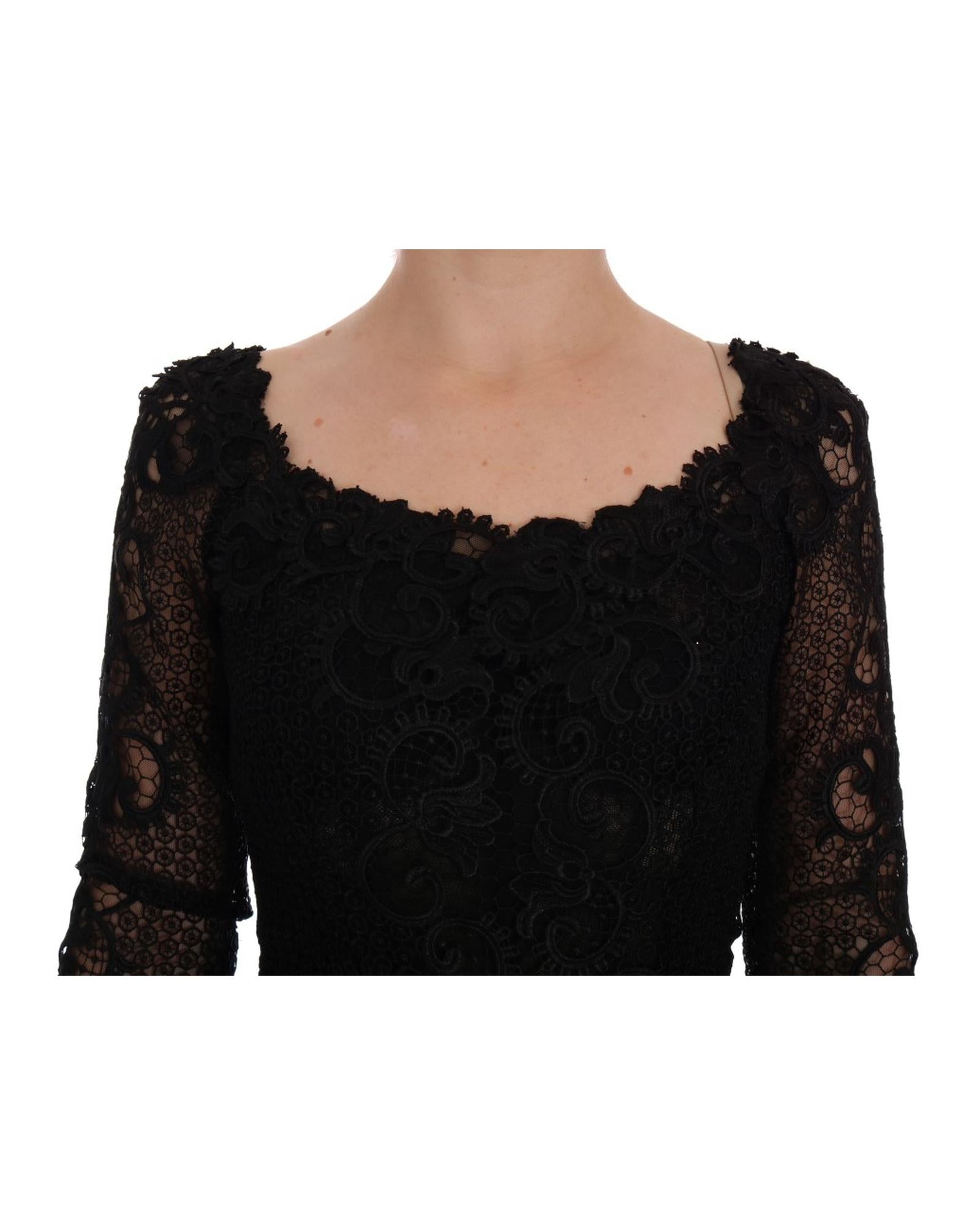 Dolce & Gabbana  Black Lace Long Sleeve Mermaid Dress