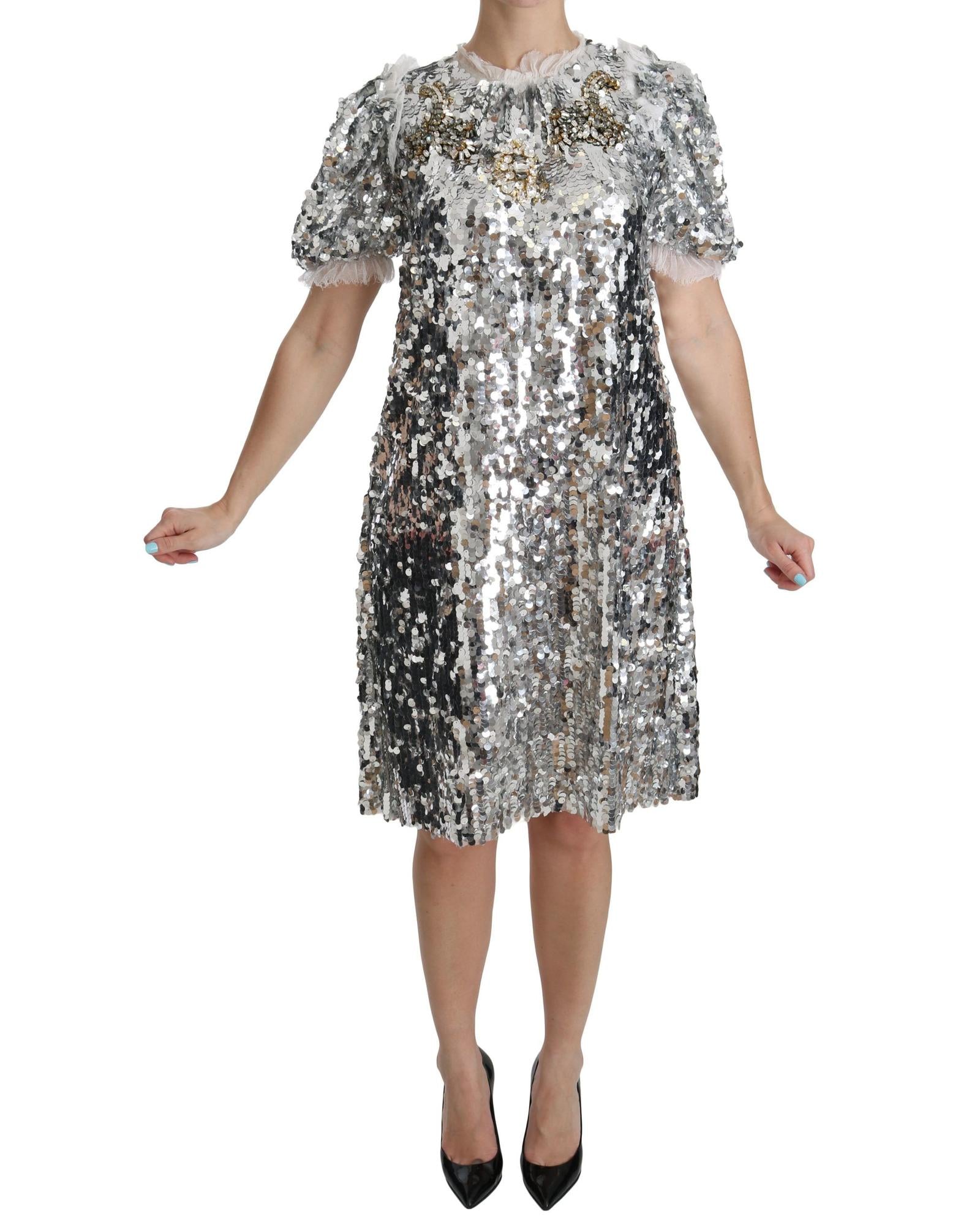 Dolce & Gabbana  Silver Sequin Cocktail Dress