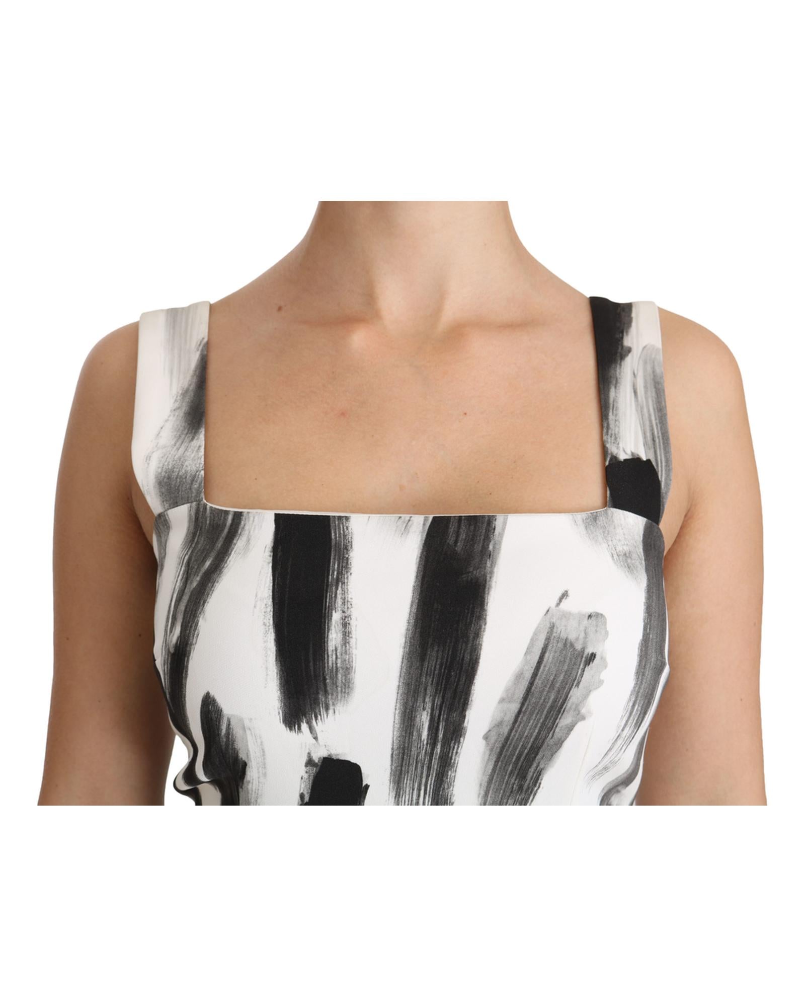 Dolce & Gabbana  Abstract Print Midi Dress Black & White