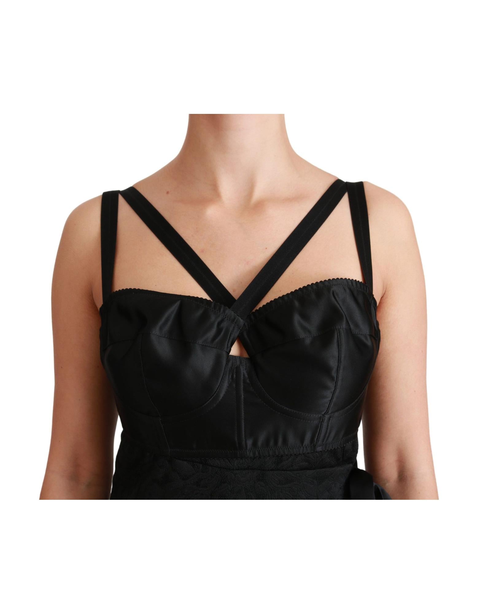 Dolce & Gabbana  Black Silk Corset Wrap Mini Dress