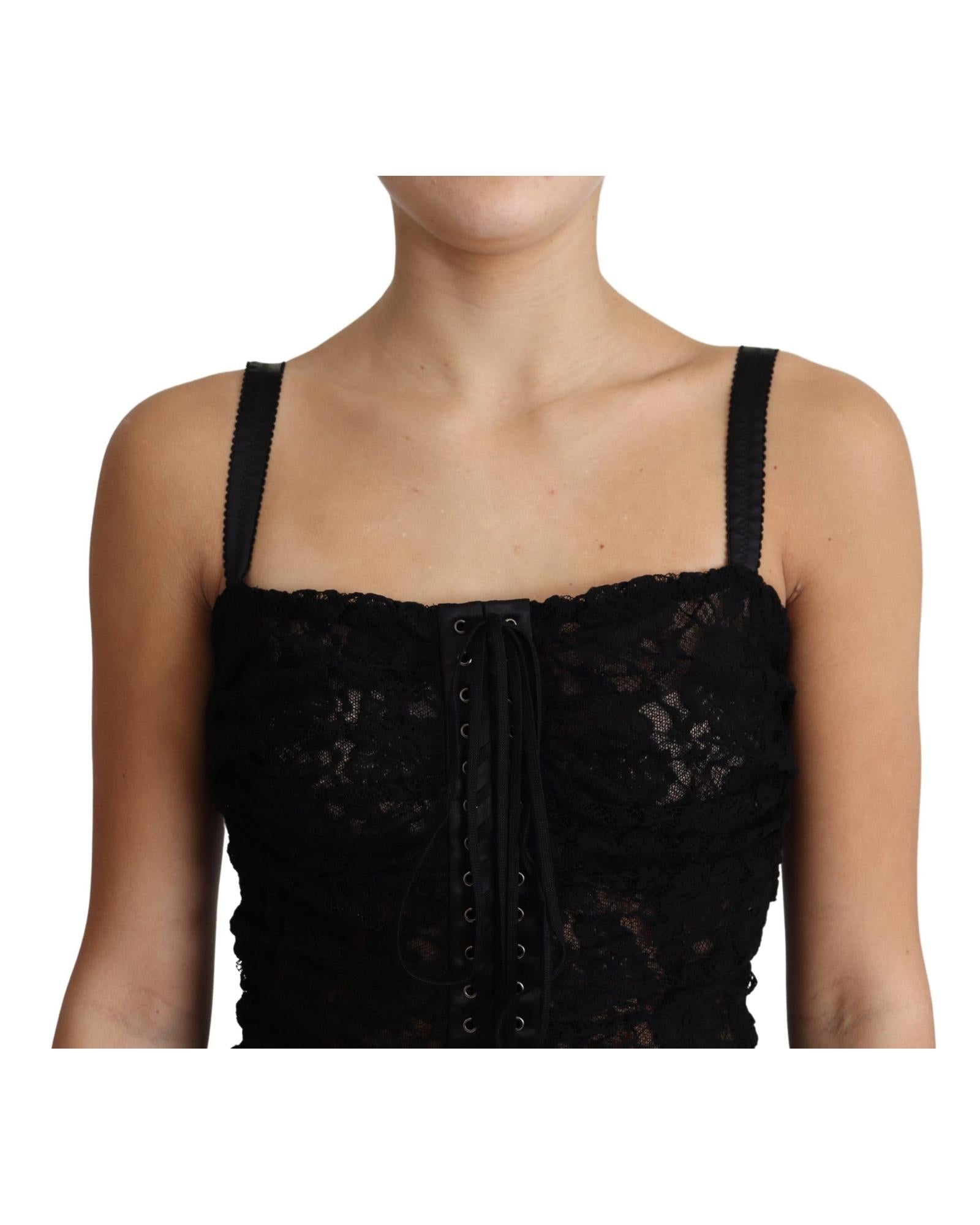 Dolce & Gabbana  Black Lace Corset Mini Dress