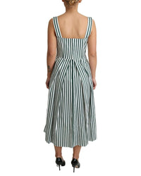 Dolce & Gabbana  Green & White Striped Cotton Midi Dress17