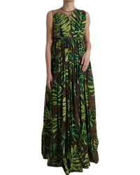 Dolce & Gabbana Breezy Leaf Print Silk Blend Maxi Dress1