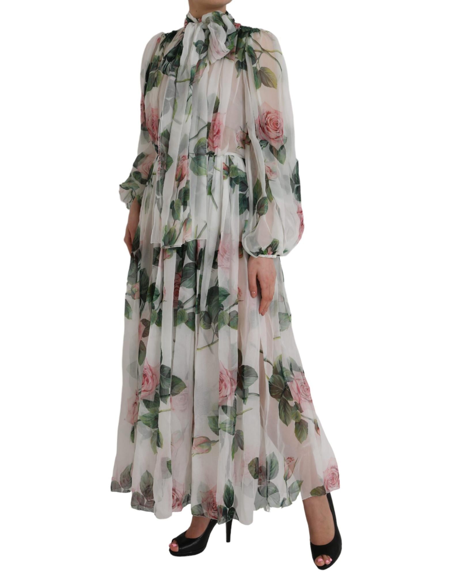 Dolce & Gabbana  Women's Rose Print Silk Maxi Dress