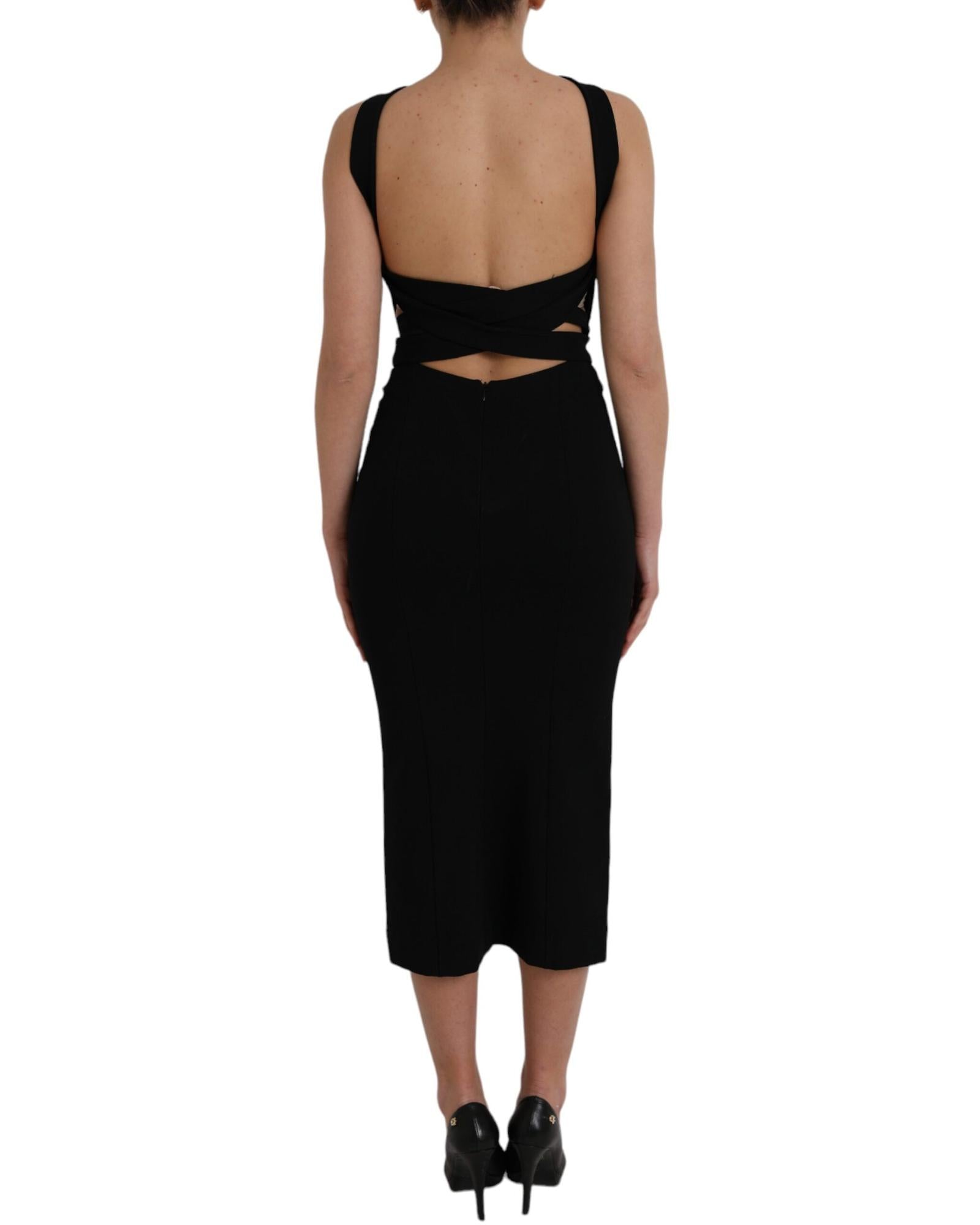 Dolce & Gabbana  Strapless Fitted Midi Dress in Black