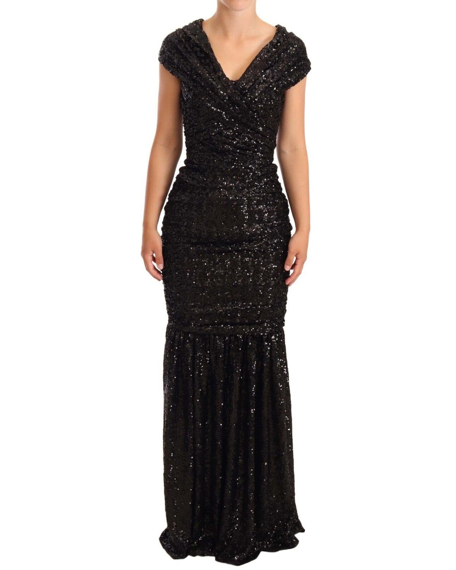 Dolce & Gabbana  Black Sequin Evening Dress